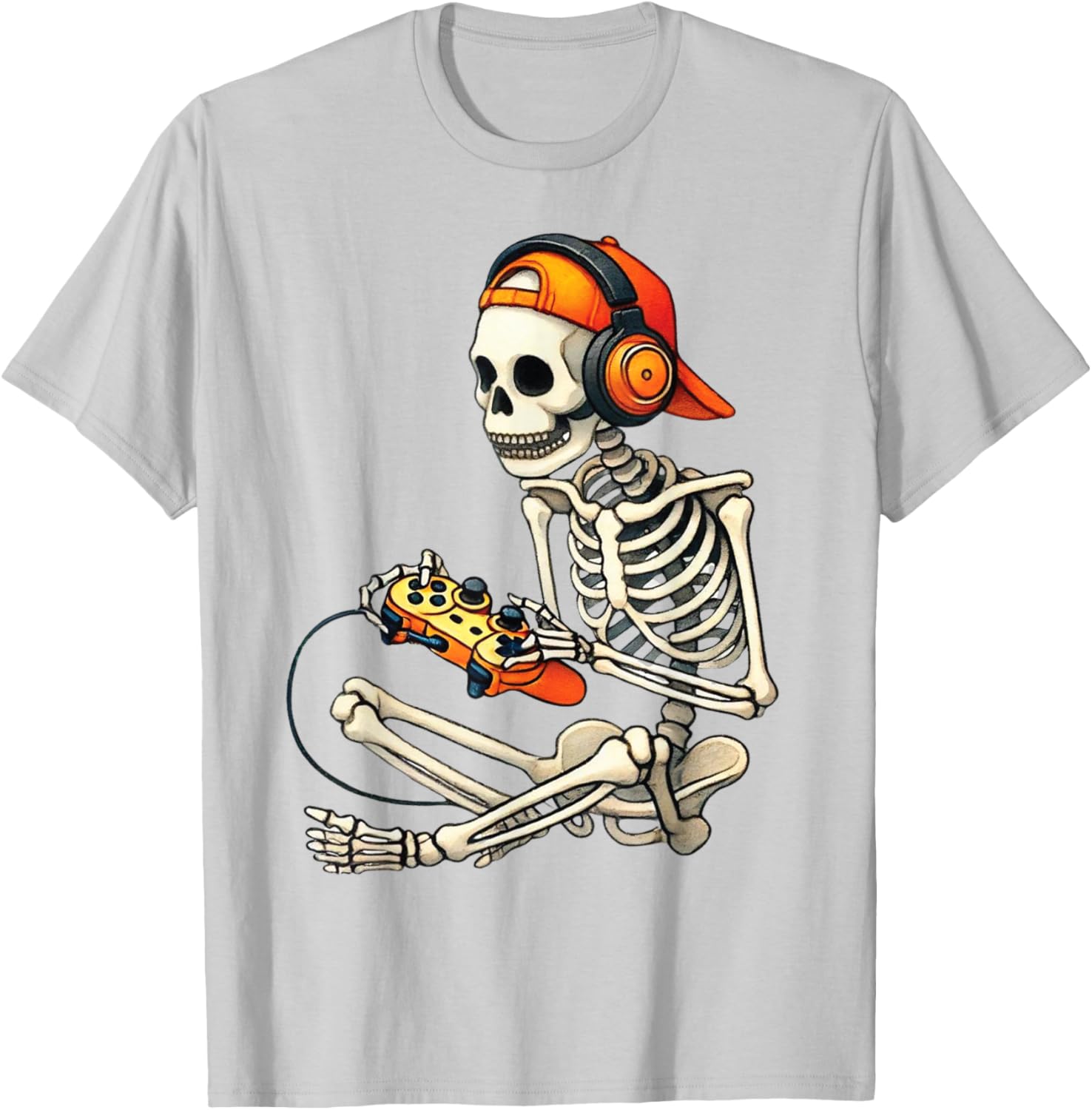 Cool Halloween Skeleton Gamer Tee for Boys and Men - Fun Graphic T-Shirt - 5