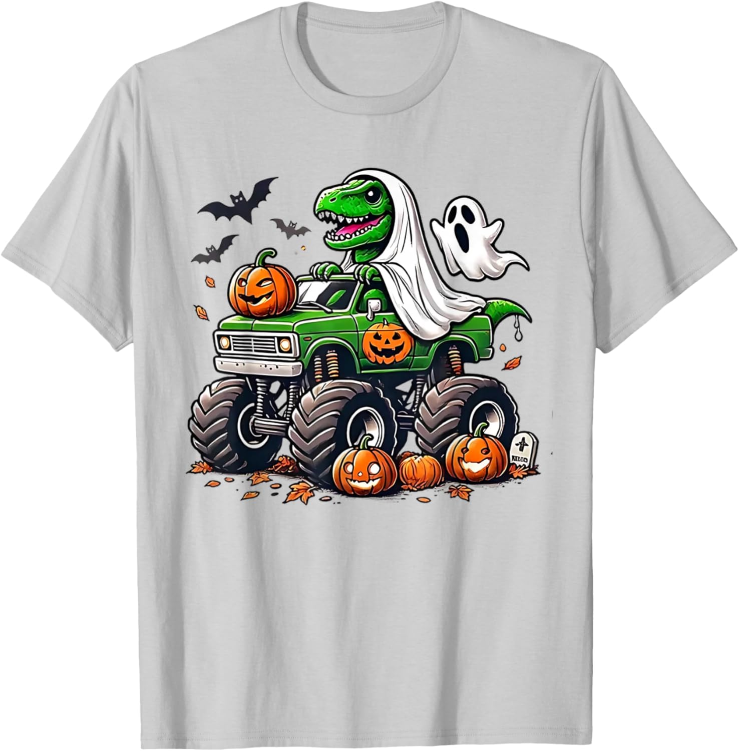 Orange Halloween Shirt for Boys Toddler Featuring Ghost and T Rex Design - 7