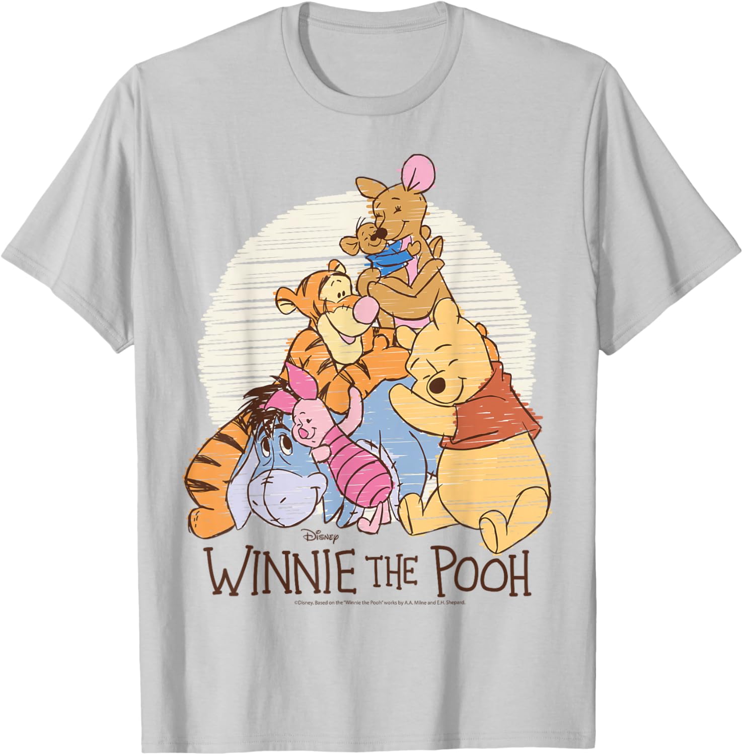 Winnie The Pooh Characters Hug T-Shirt for Kids and Adults Fun Wear - 11