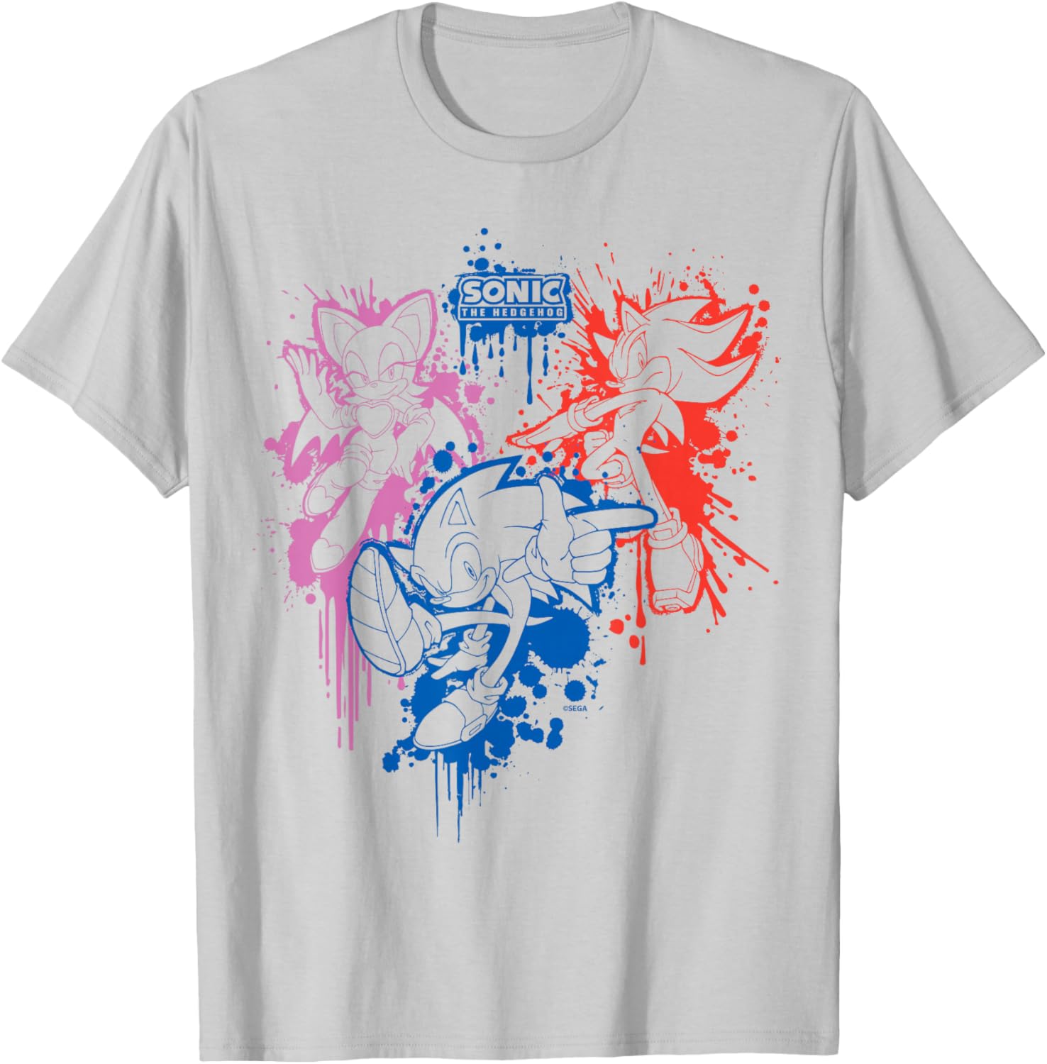 Sonic the Hedgehog Spray Paint T-Shirt Featuring Rouge Sonic and Shadow - 8