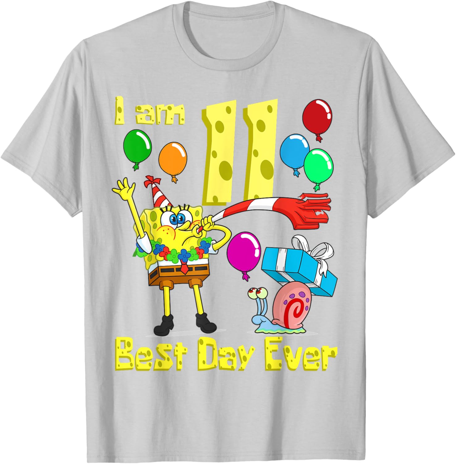 SpongeBob Birthday T-Shirt for 11 Year Olds Fun Party Apparel - 7