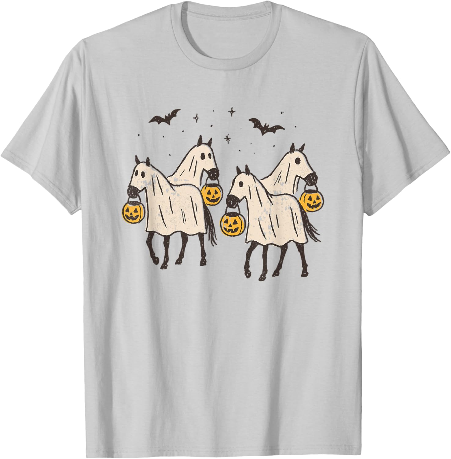 Cute Ghost Horses Halloween Trick or Treat T-Shirt for Kids and Adults - 8