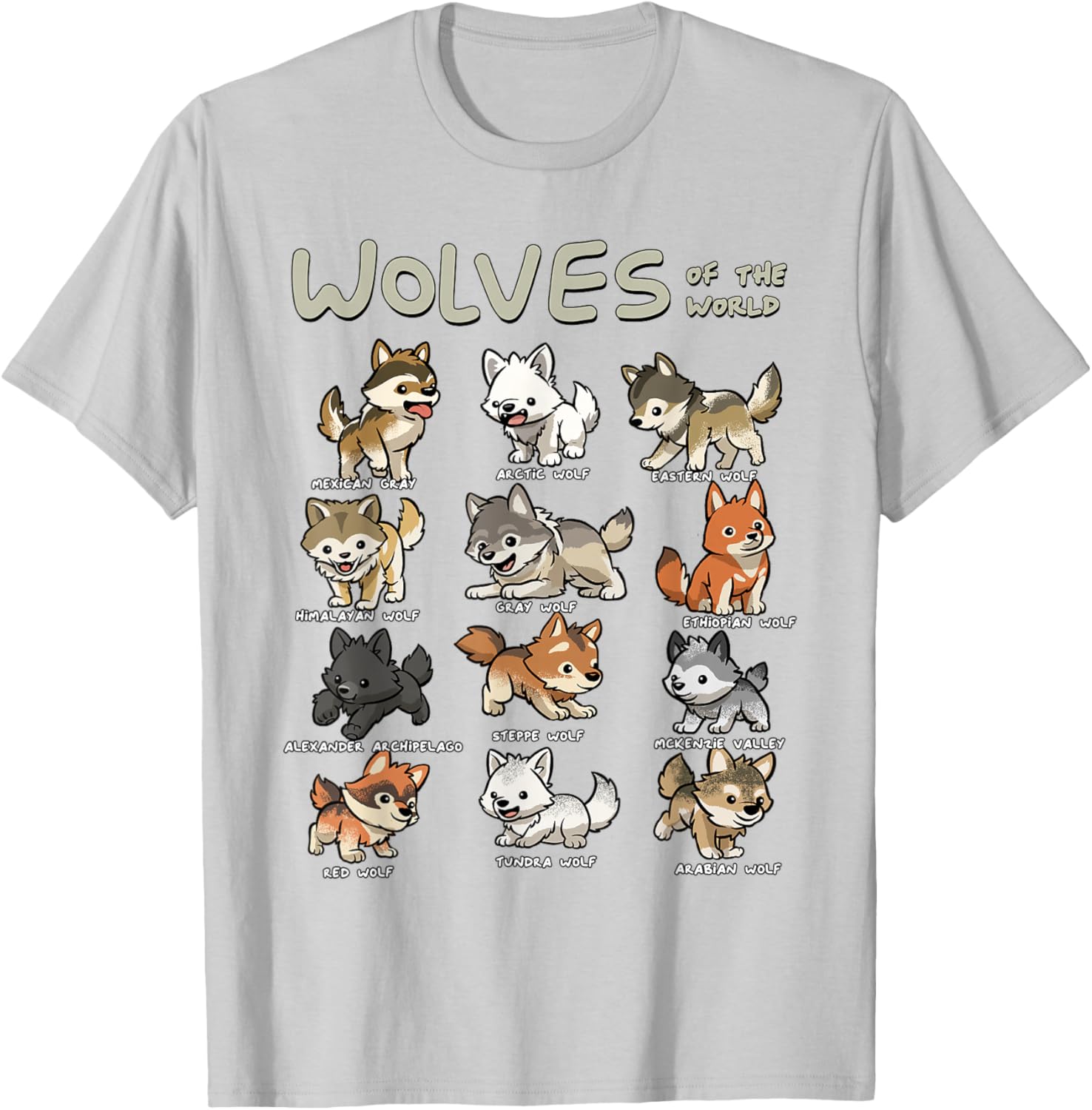 Charming Chibi Wolf T-Shirt for Animal Lovers - Cute Wolves Design - 16