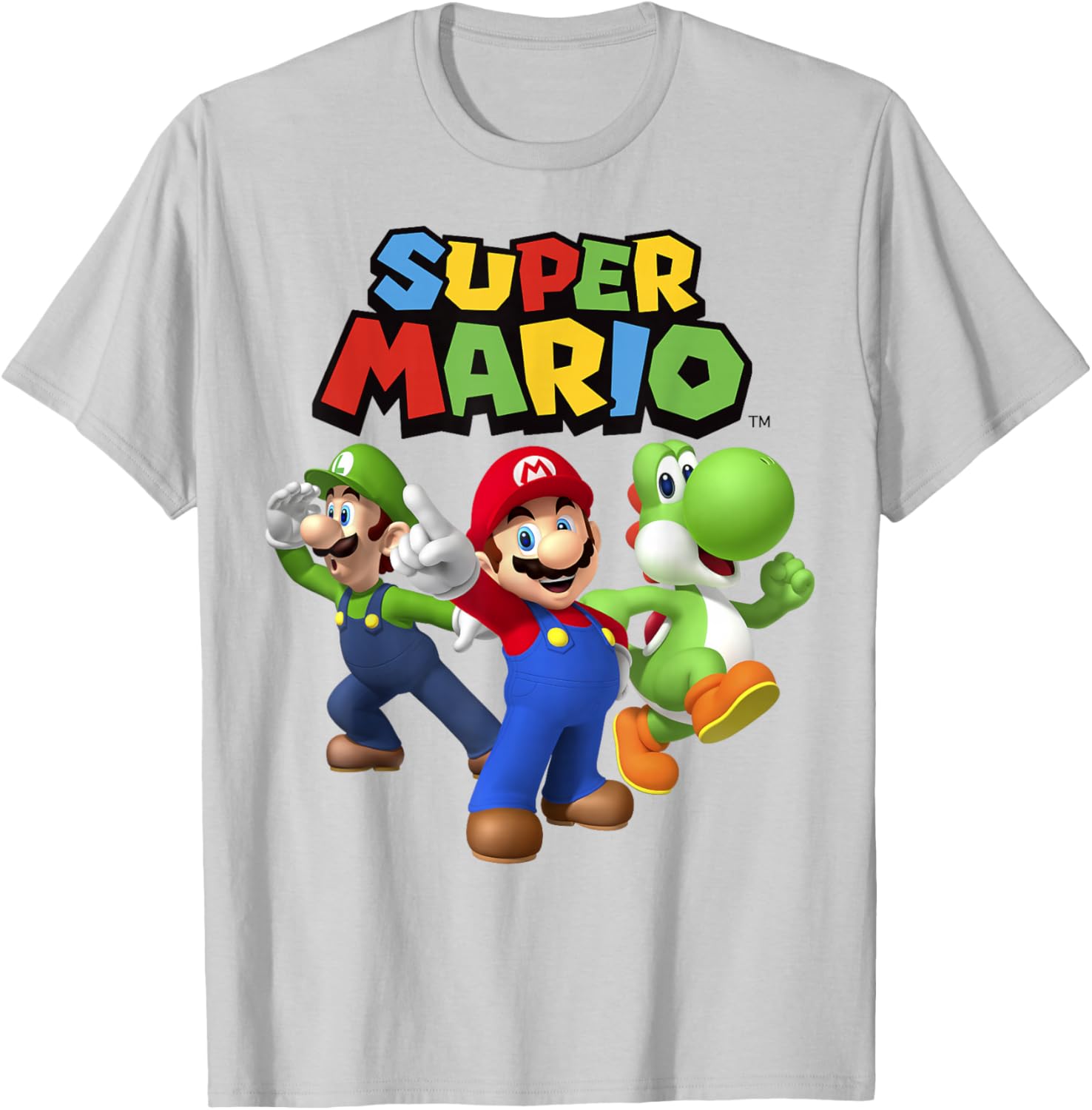 Super Mario Group Shot T-Shirt Featuring Luigi and Yoshi Fun Design - 3
