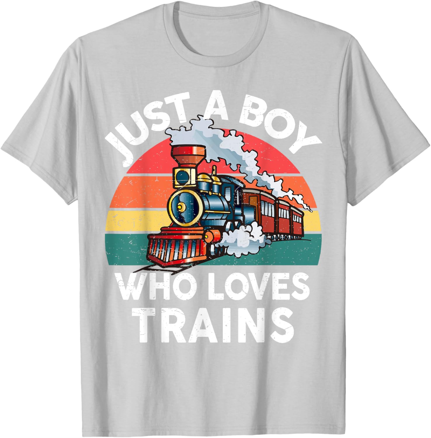 Funny Kids Train Lover T-Shirt Just A Boy Who Loves Trains Graphic Tee - 8
