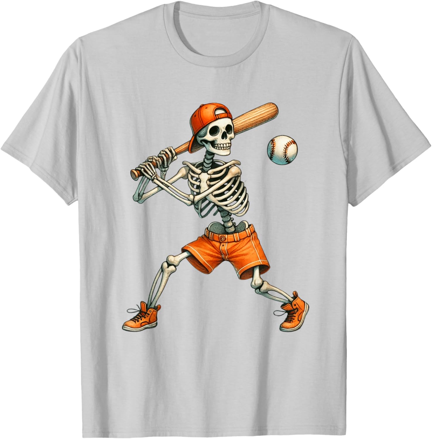 Funny Skeleton Baseball T-Shirt for Halloween Fun - Boys and Men Sizes - 2