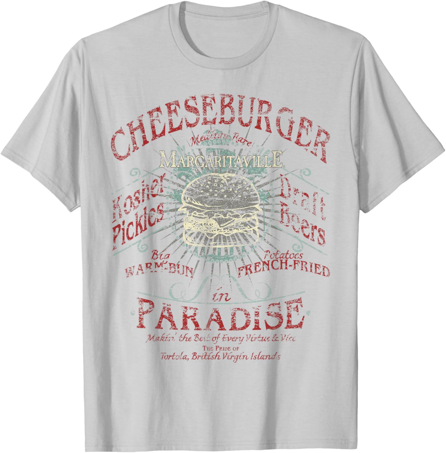 Margaritaville Cheeseburger in Paradise T-Shirt for Adults, Grey, Small - 6