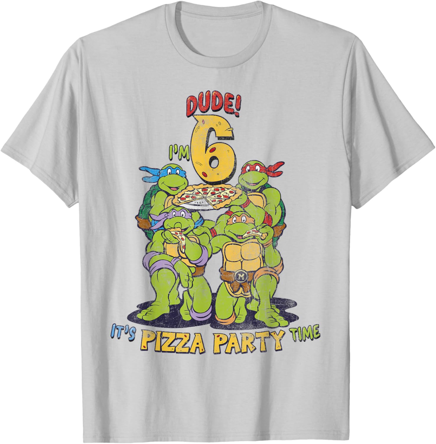 Cool TMNT I'm 6 Dude Pizza Birthday Party T-Shirt for Kids - 9