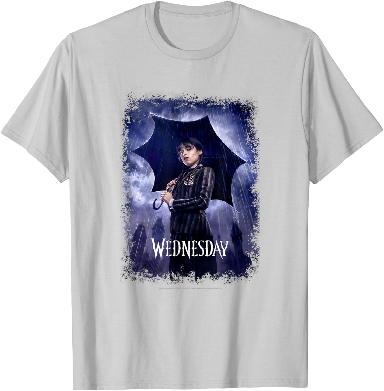 Wednesday Black Umbrella Rain Portrait T-Shirt for Fashion Lovers - 3