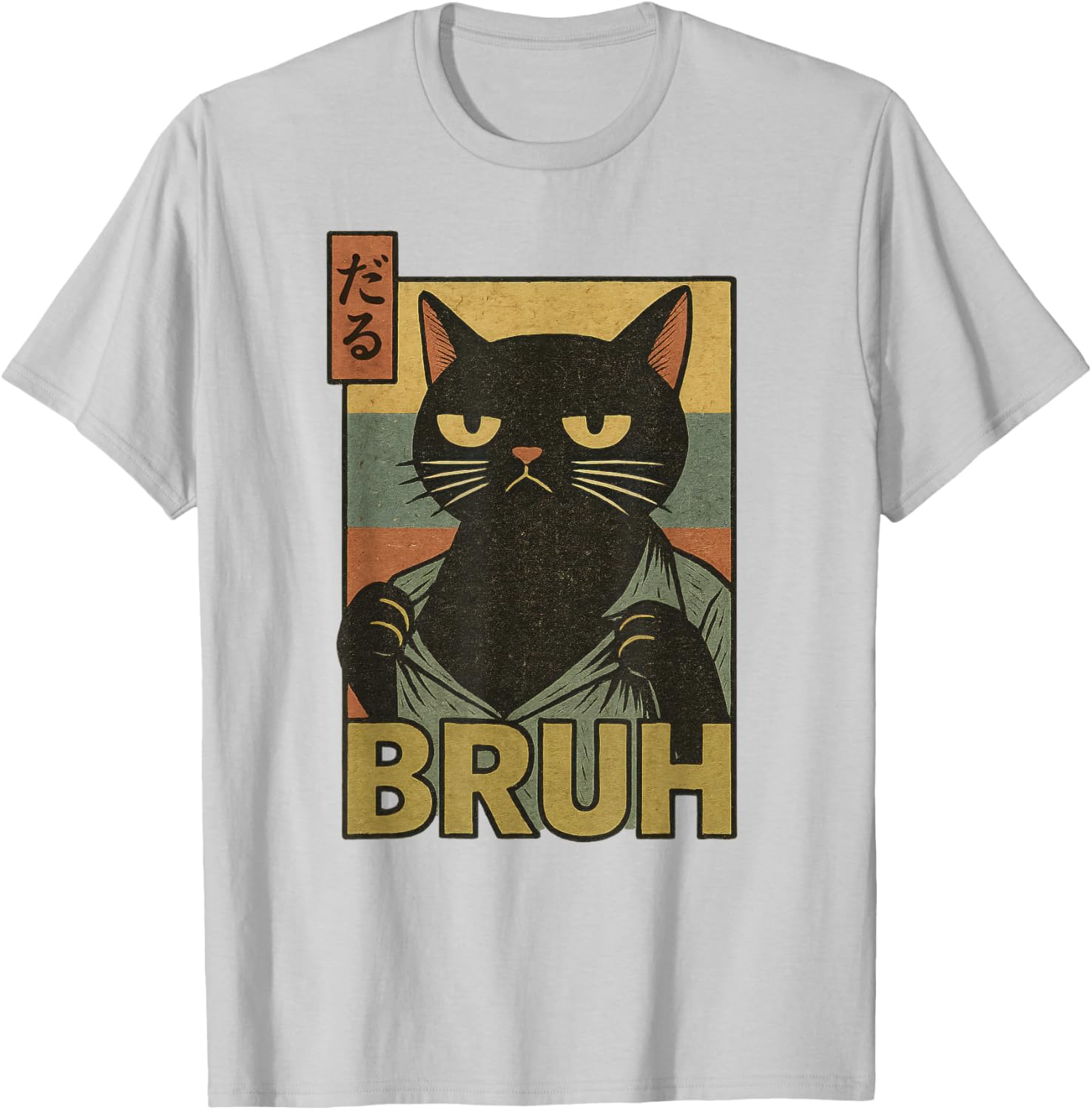 Funny Cat Bruh Meme Japanese Anime T-Shirt for Teens and Adults - 16