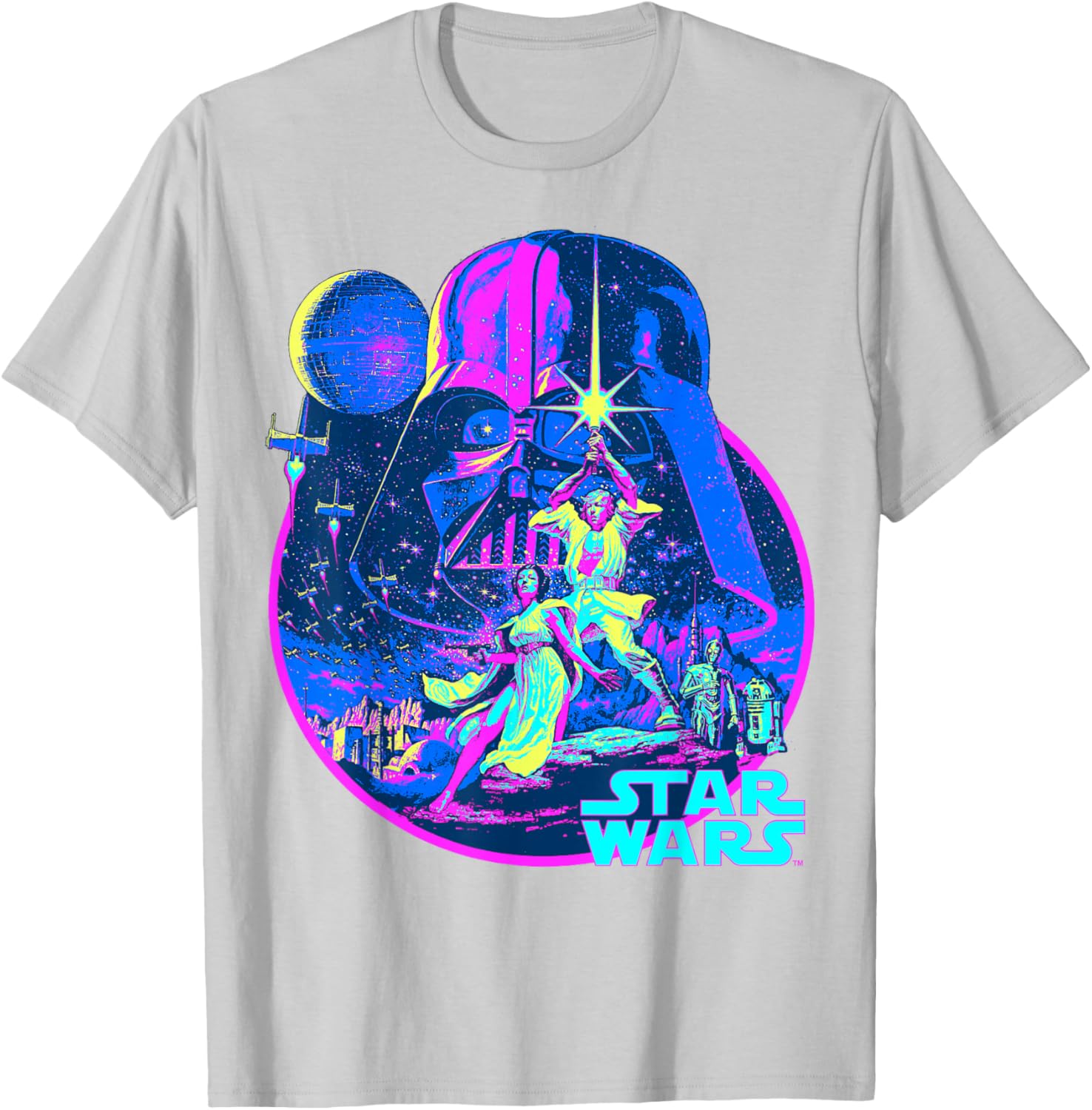 Star Wars Neon Poster T-Shirt for Fans of Disney Classic Adventure - 11