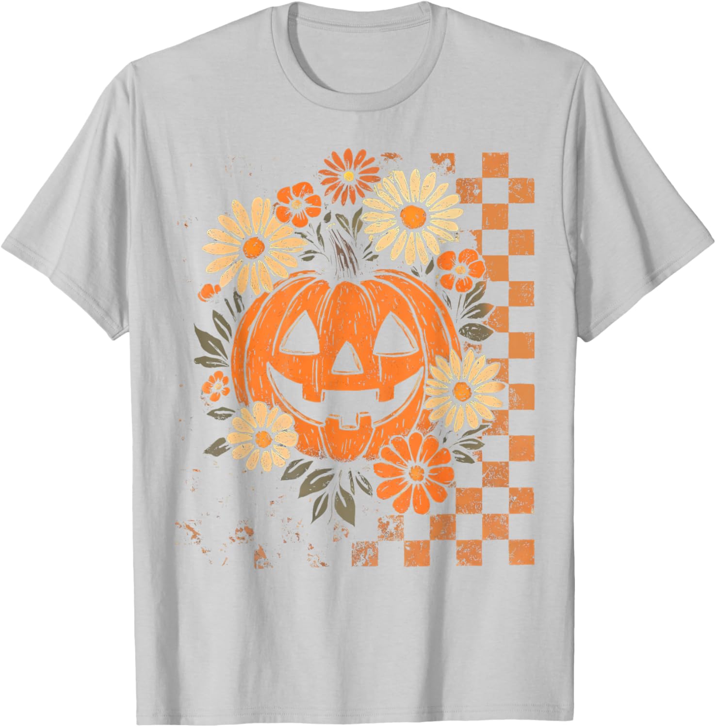 Vintage Floral Boho Pumpkin Halloween T-Shirt for Fall Fun - 22
