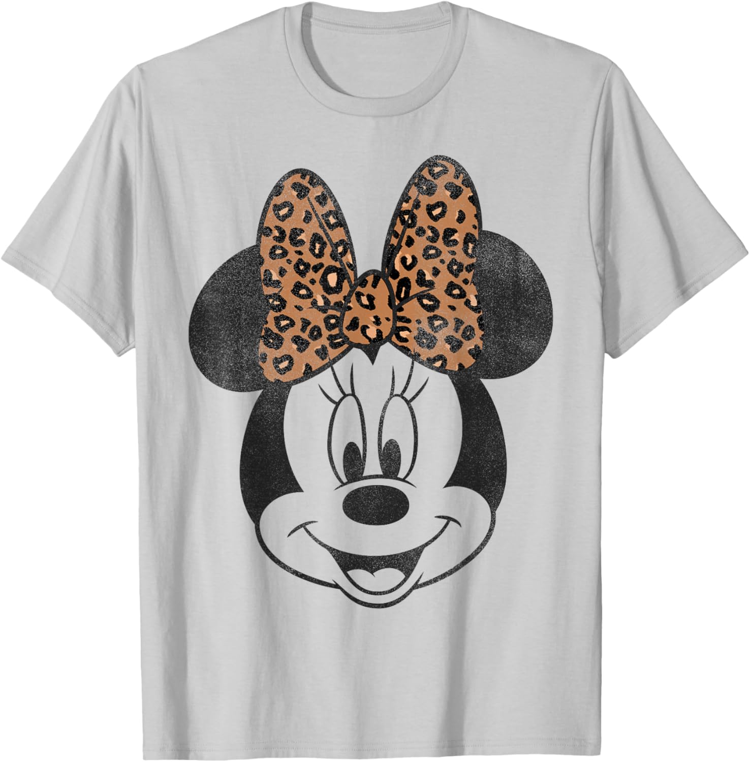 Vintage Disney Minnie Mouse Distressed Leopard Bow T-Shirt for Women - 9