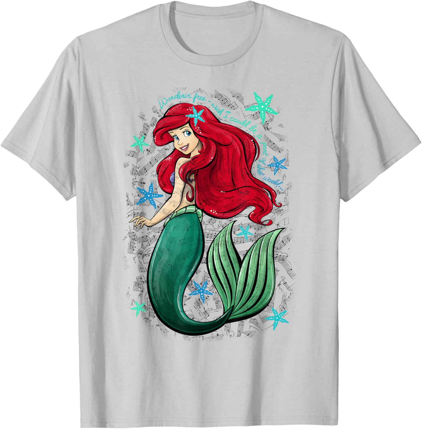Disney Little Mermaid Ariel Music Notes T-Shirt for Fans of Disney Magic - 1