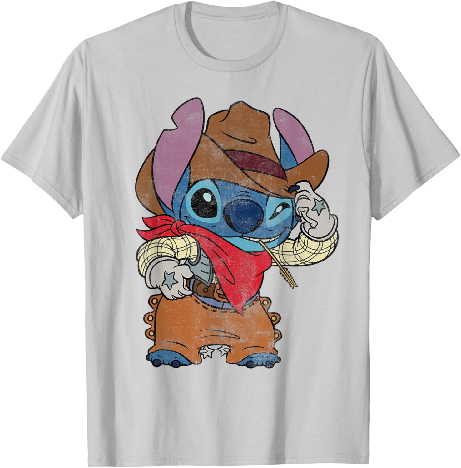 Disney Stitch Cowboy Costume T-Shirt Vintage Western Style Apparel - 26