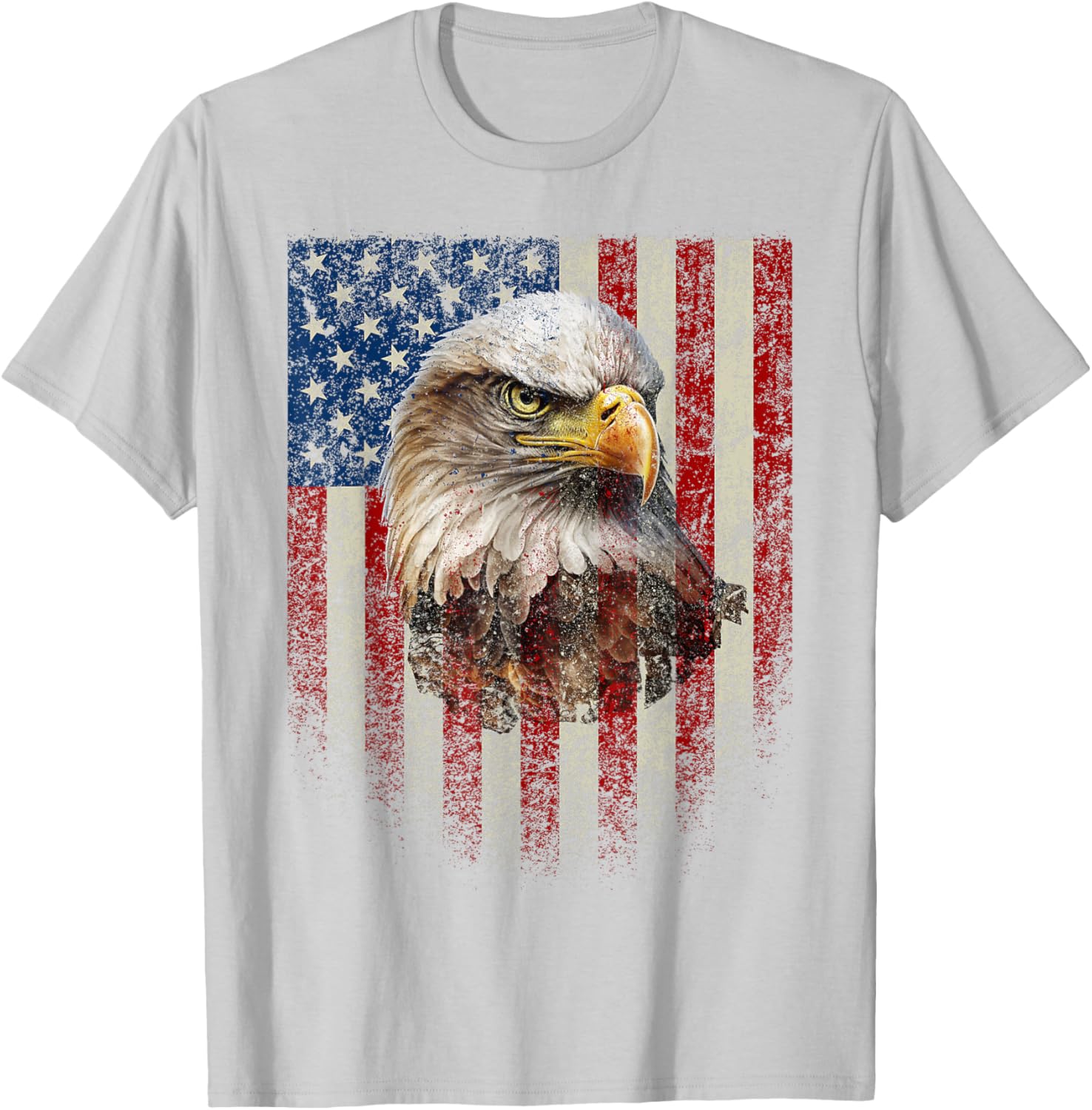 American Flag Bald Eagle T-Shirt Patriotic Red White Blue Apparel - 29