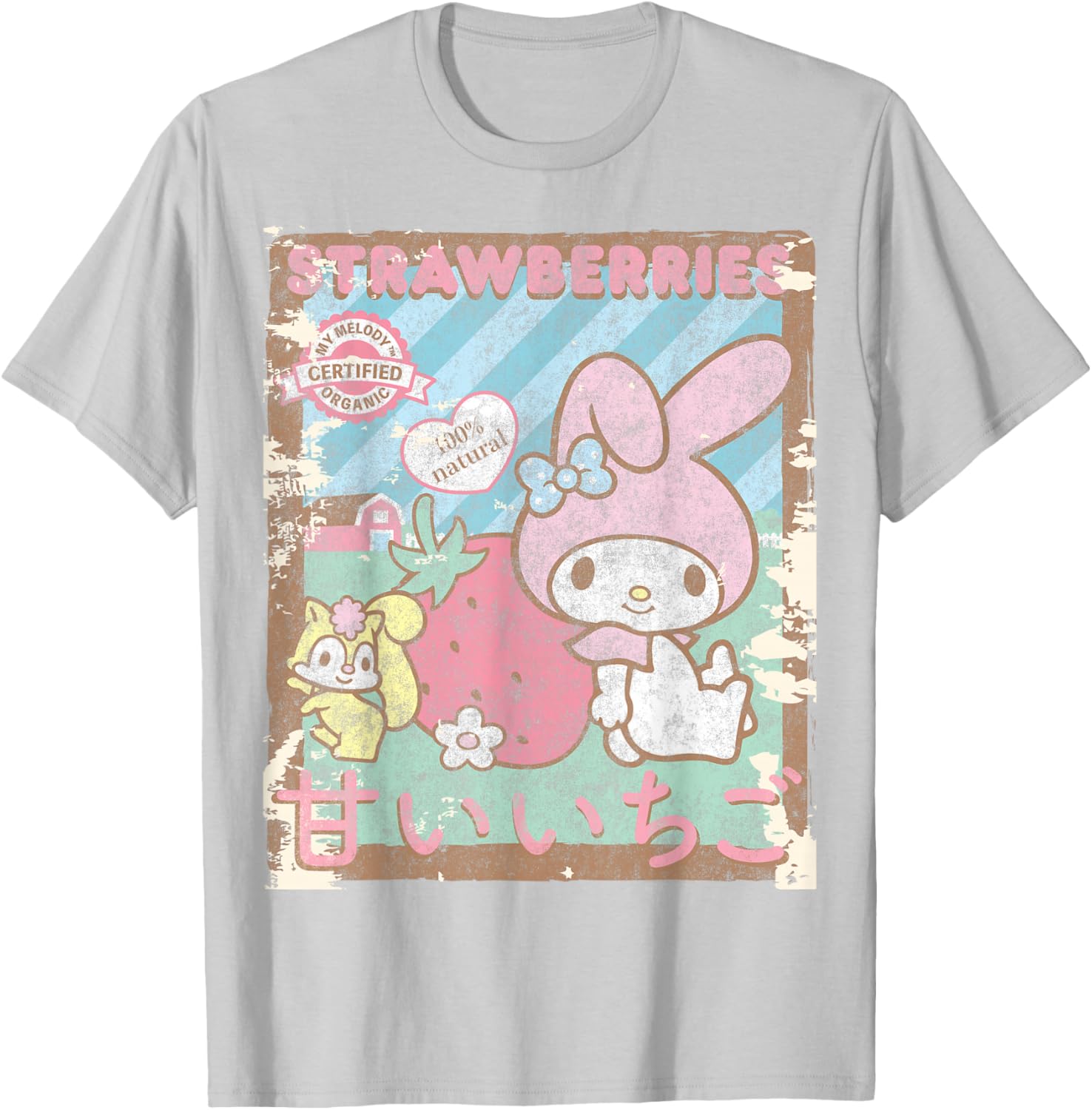 My Melody Strawberry Picking Short Sleeve T-Shirt for Fun Farm Days - 6