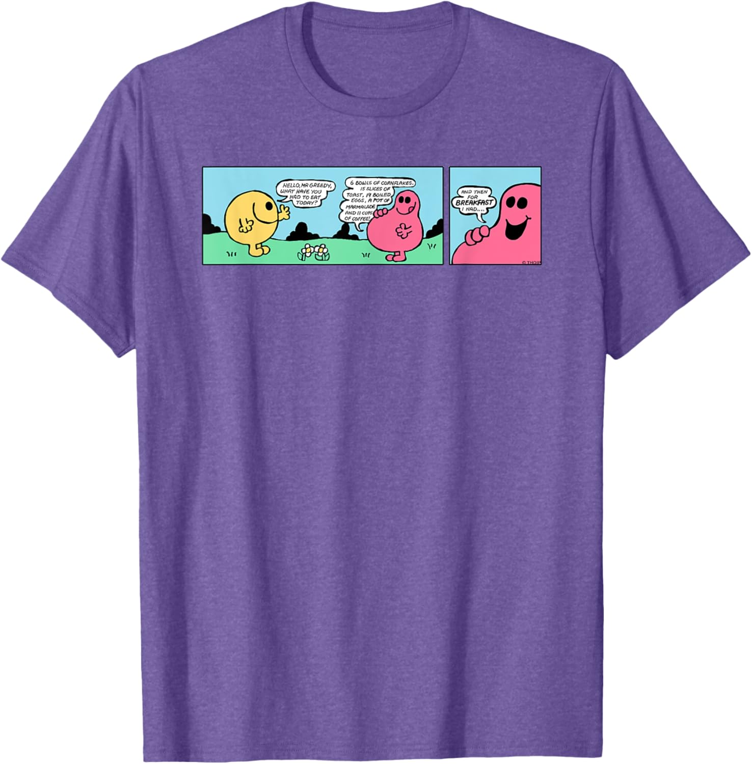 Mr Men Mr Greedy Retro Comic Book T-Shirt Colorful Fun Apparel - 16