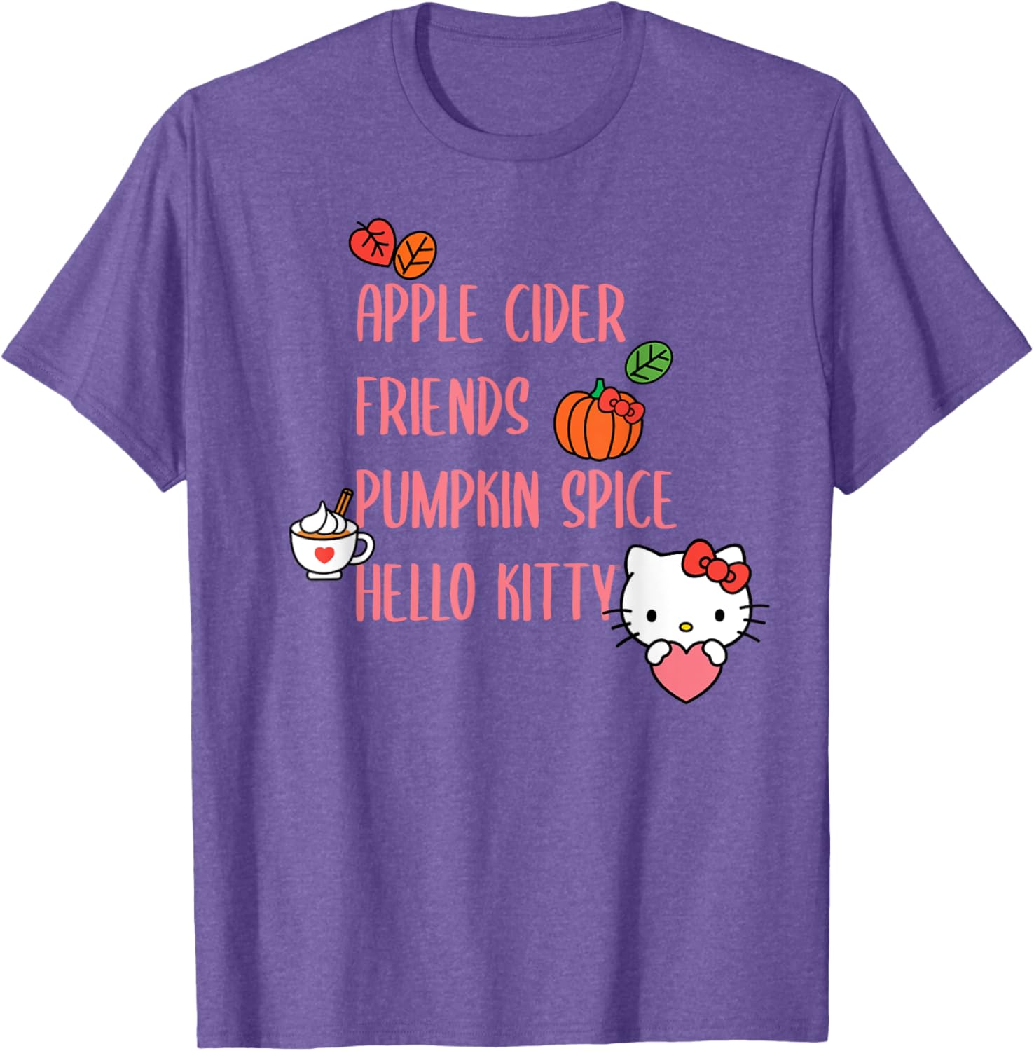 Cute Apple Cider Friends Pumpkin Spice Hello Kitty T-Shirt for Fall Fun - 6