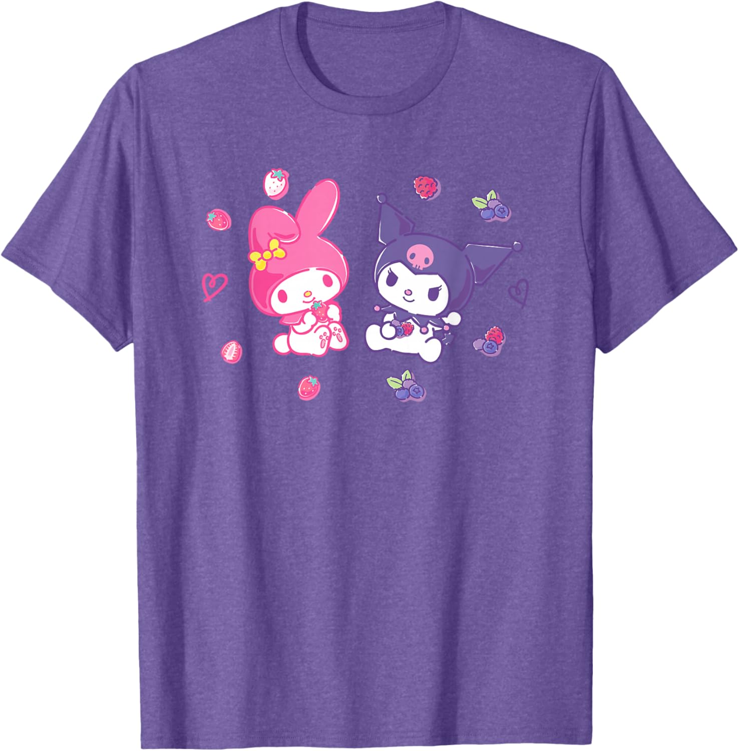 Sanrio Kuromi and My Melody Berry T-Shirt for Kids, Small Black Design - 6