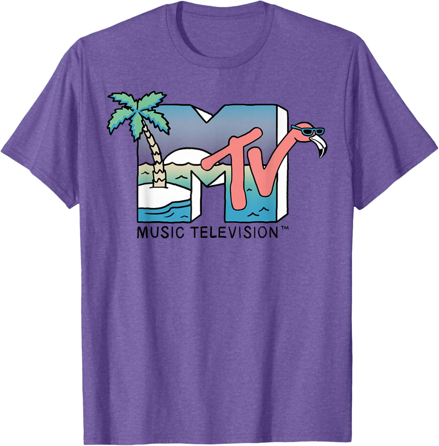 Vintage MTV Beach Island Flamingo Graphic T-Shirt for Casual Style - 8