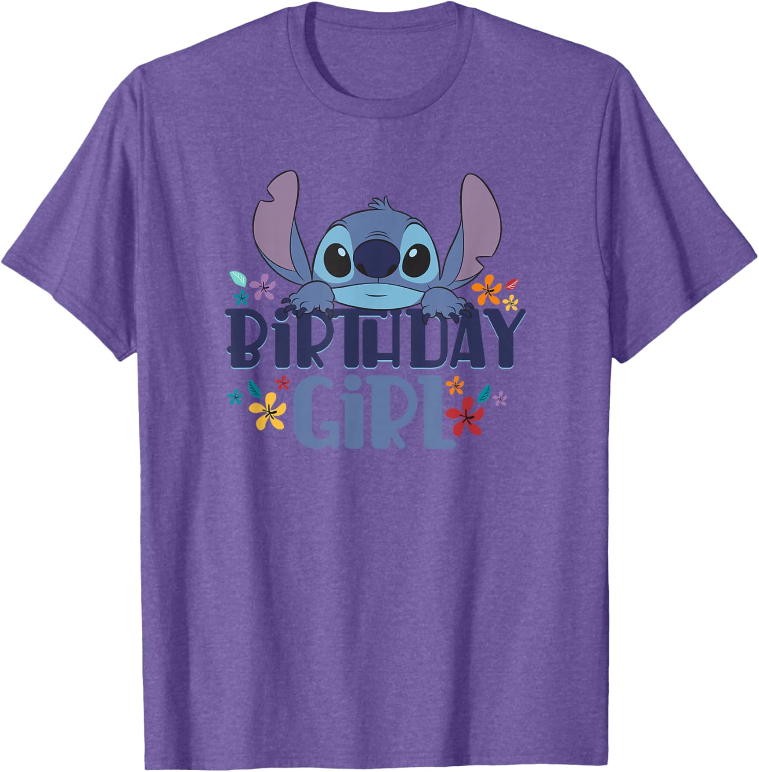 Disney Lilo & Stitch Birthday Girl Retro Floral Logo T-Shirt for Kids - 9