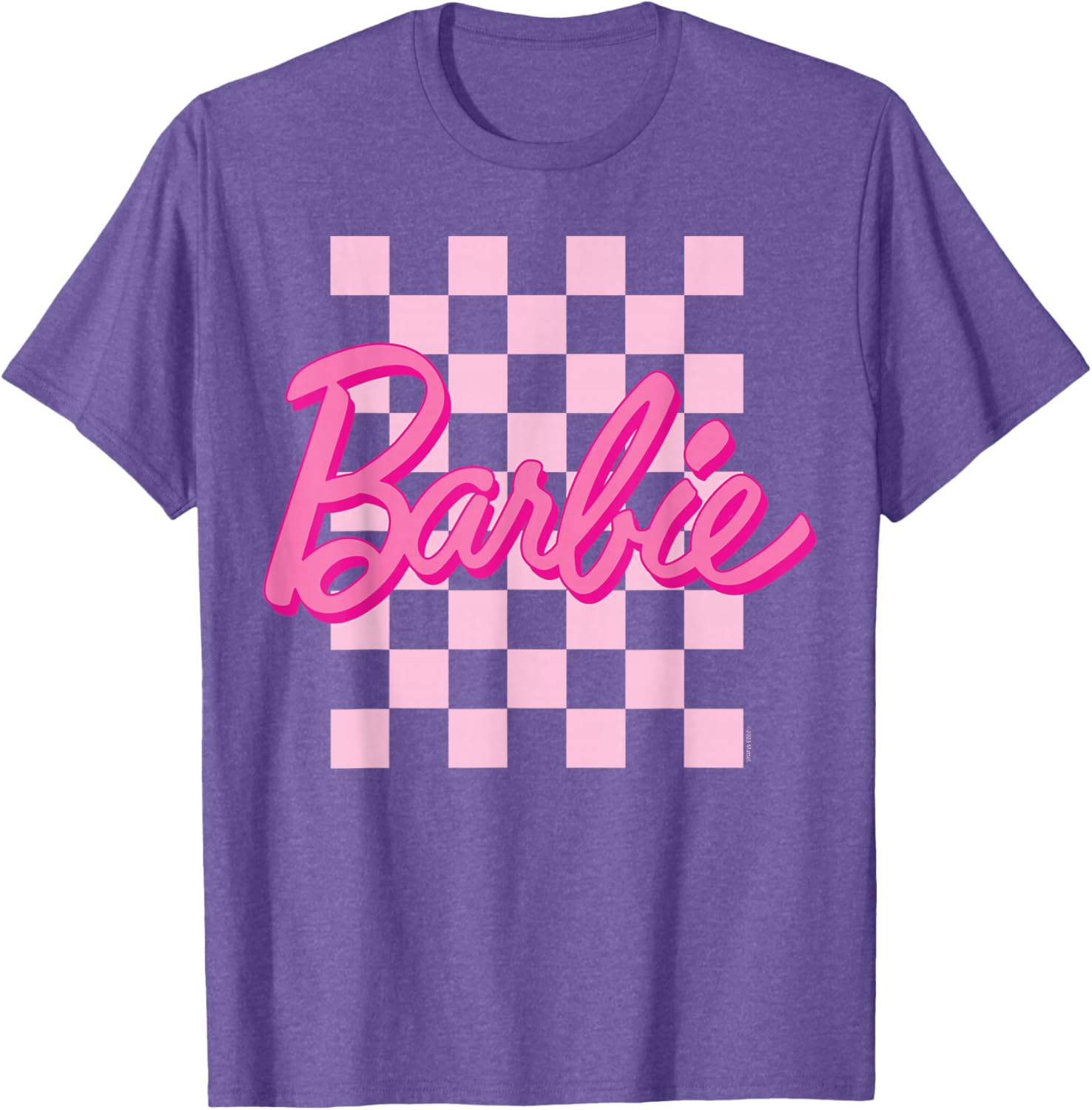 Barbie Logo Checkered Short Sleeve T-Shirt for Women Small Size - 7