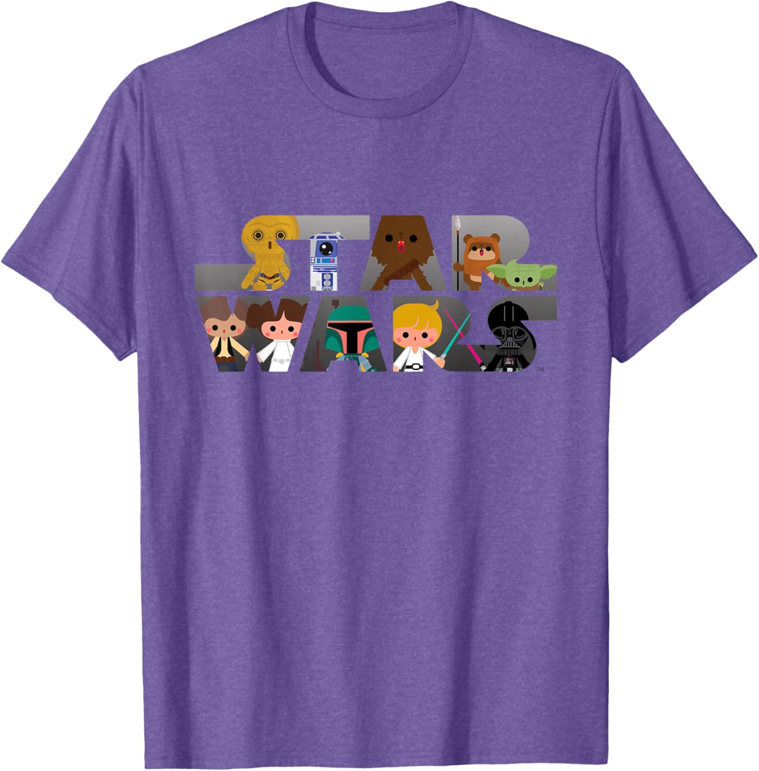 Kawaii Star Wars Multi-Character T-Shirt for Fans of All Ages - 16