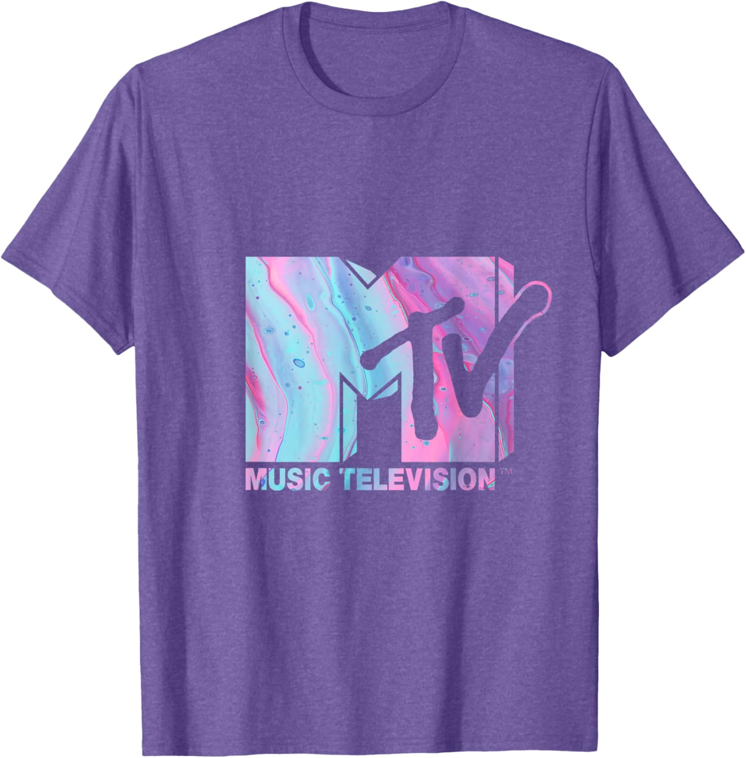 Mademark x MTV Fluid Logo T-Shirt in Pink and Blue for Stylish Wear - 5