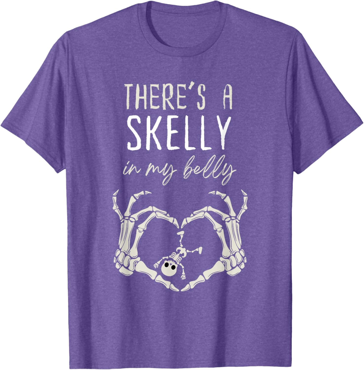 Funny Skeleton Skelly in My Belly Pregnant Halloween T-Shirt for Moms - 12