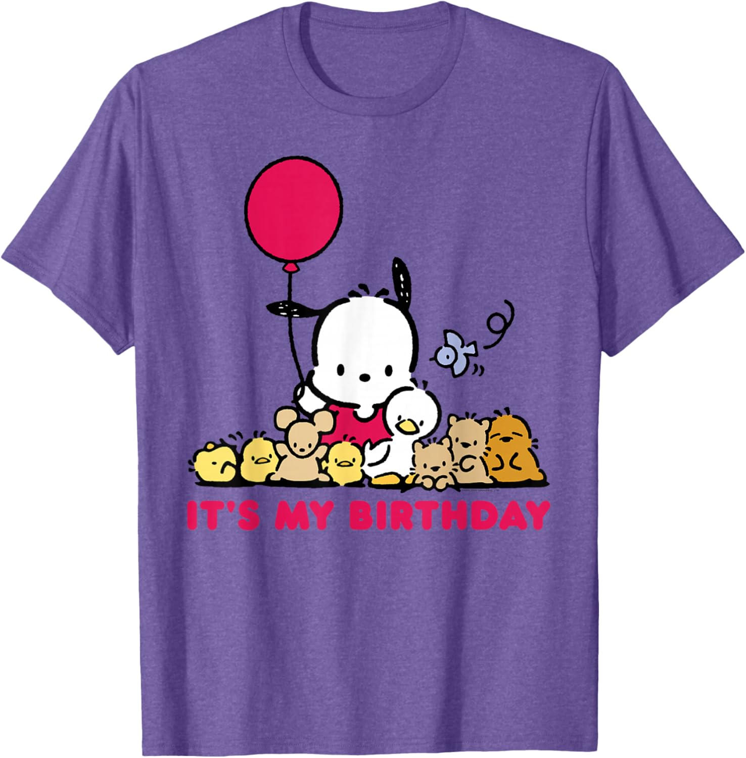 Pochacco Birthday T-Shirt for Adults, Grey Short Sleeve Classic Fit - 18