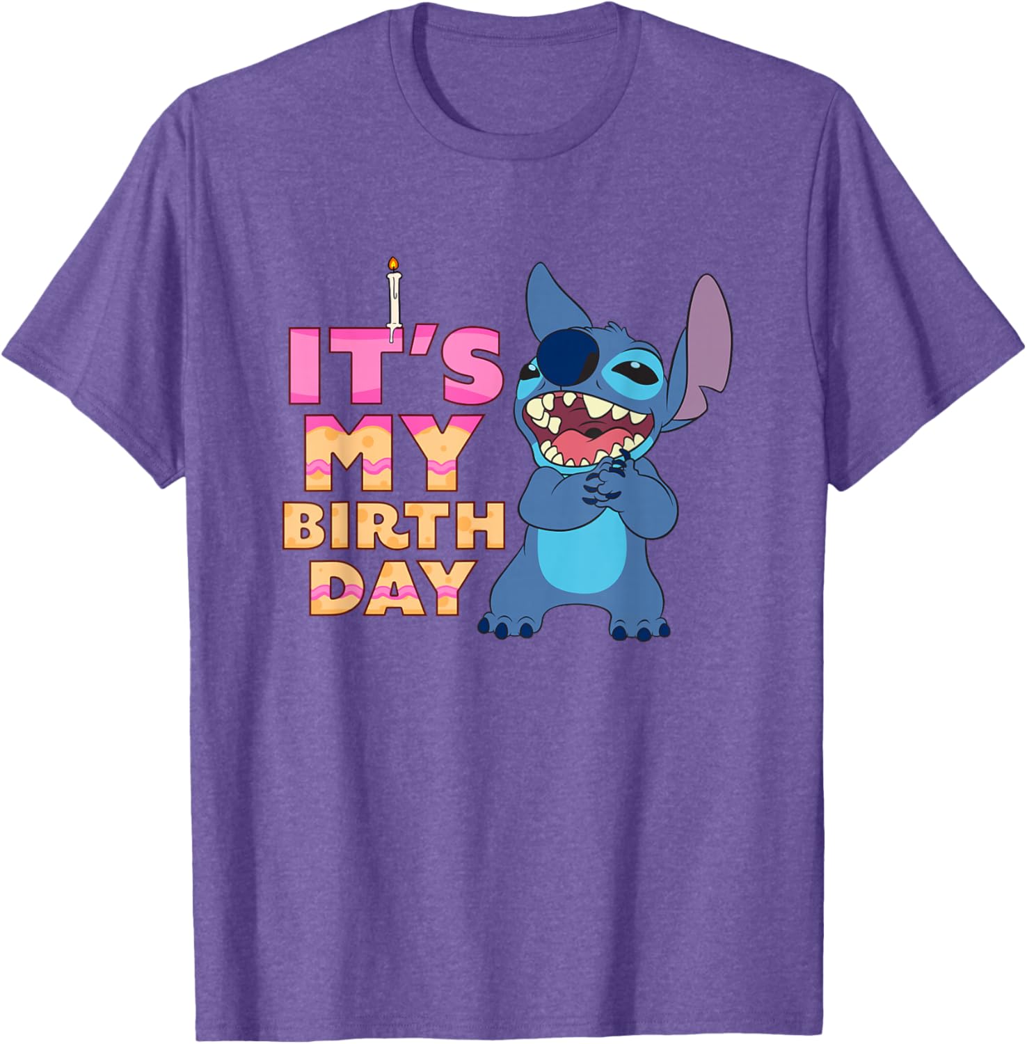 Disney Lilo & Stitch Birthday Retro Text Stack T-Shirt for Celebrations - 6