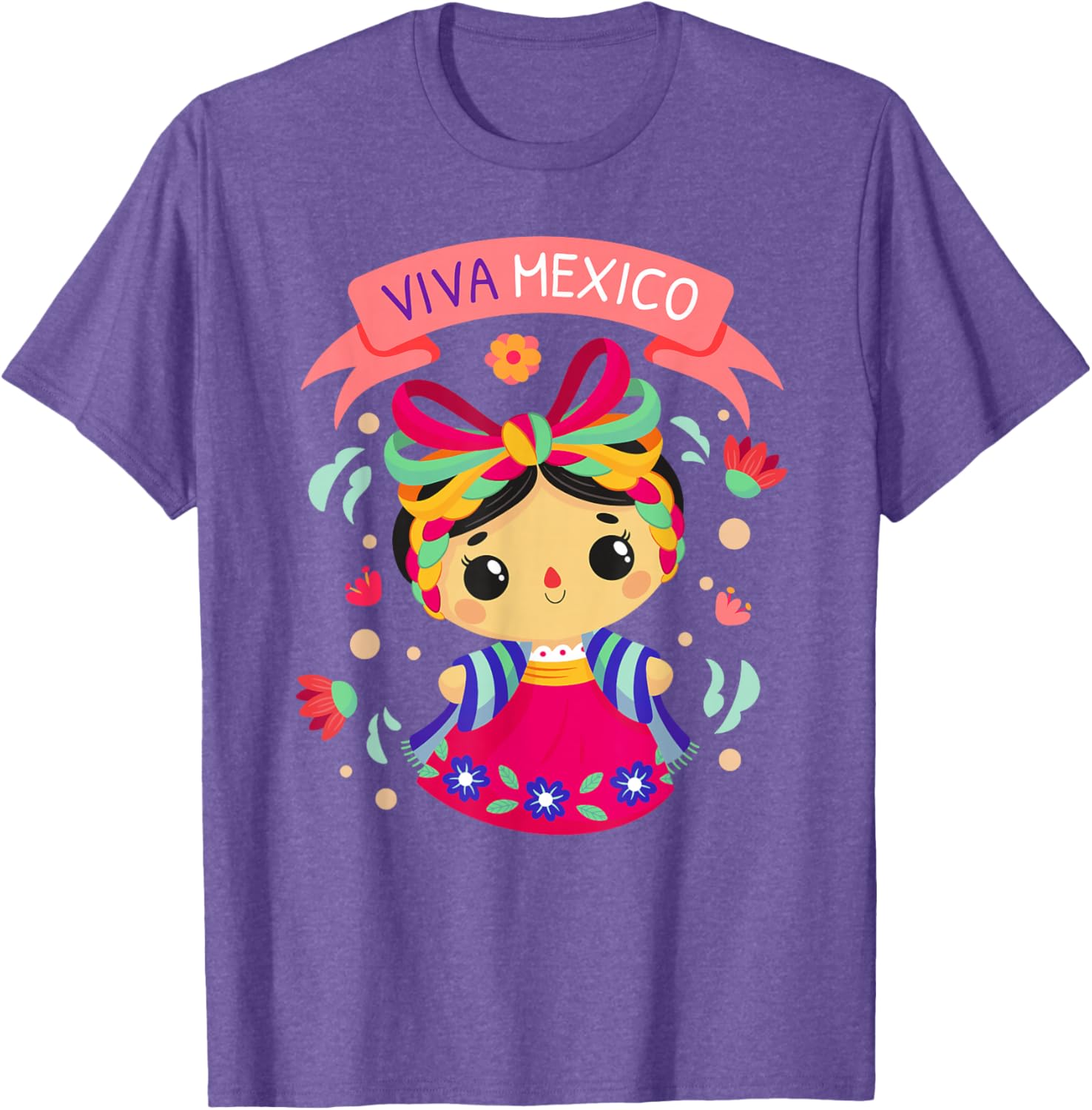 Viva Mexico Girls Floral Independence Day T-Shirt for Kids - 9