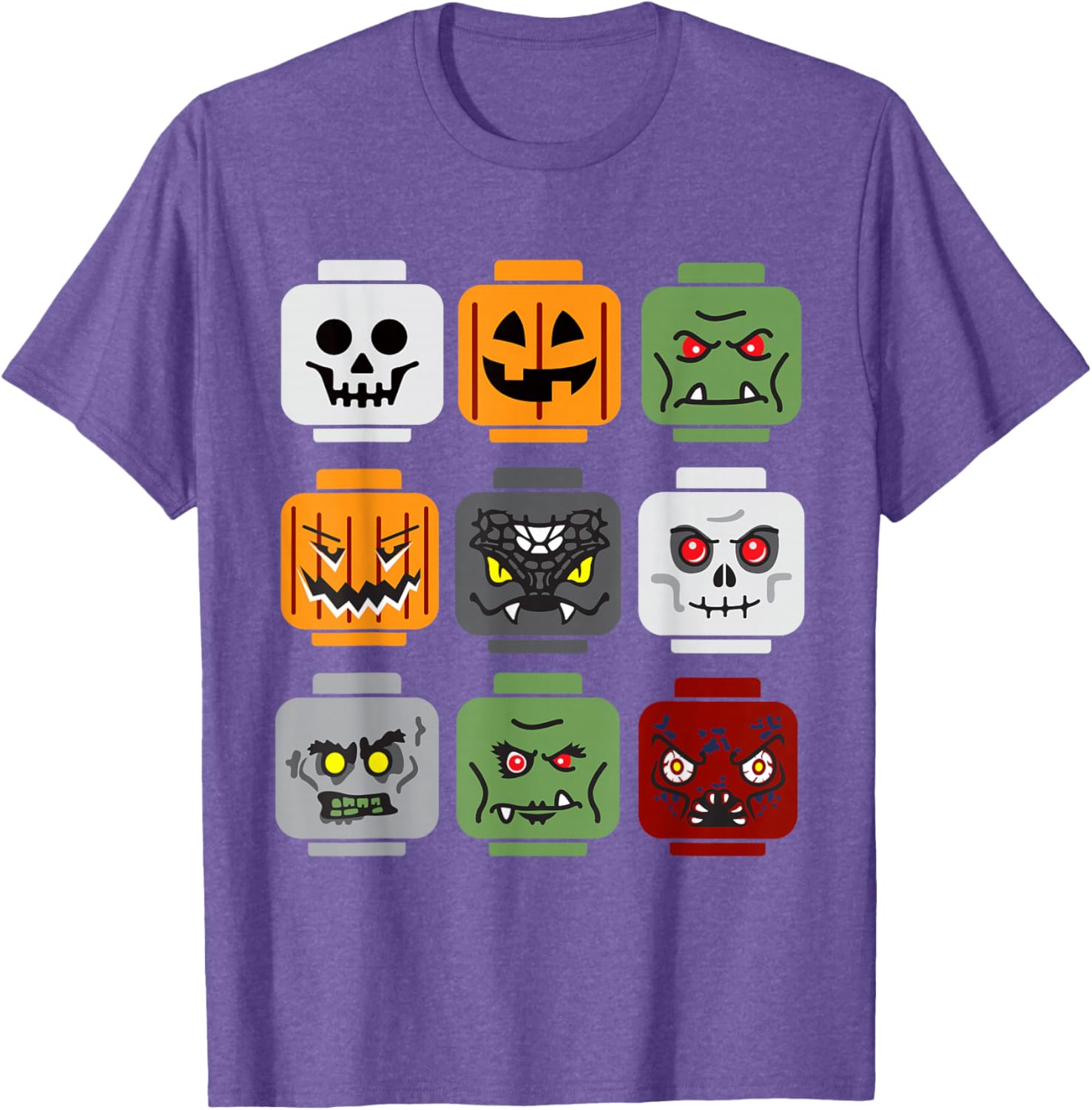 Halloween Brick Head Pumpkin Ghost Zombie Friends Fun T-Shirt for Kids - 6