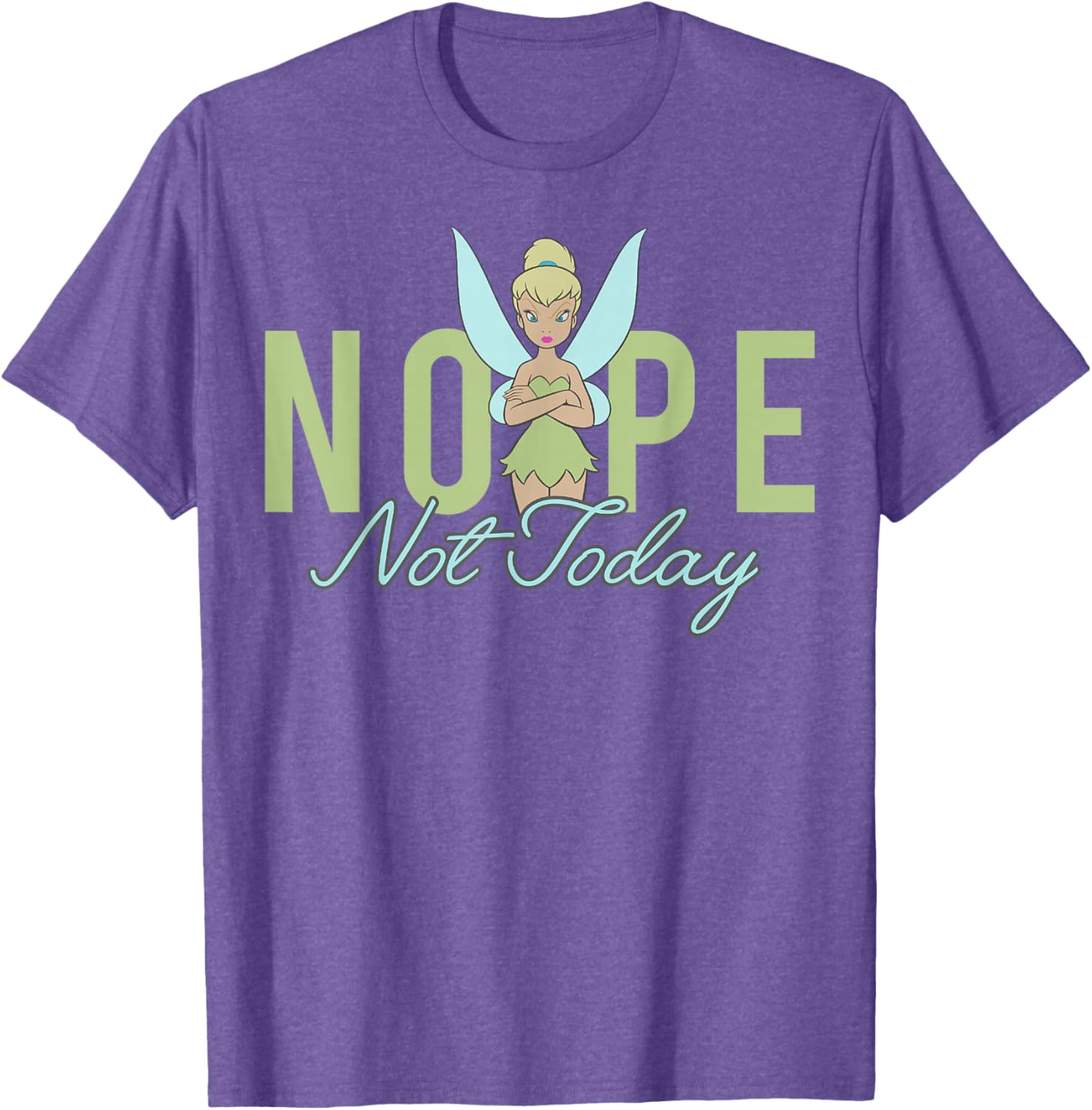 Disney Peter Pan Tinker Bell Nope Not Today Short Sleeve T-Shirt for Women - 1