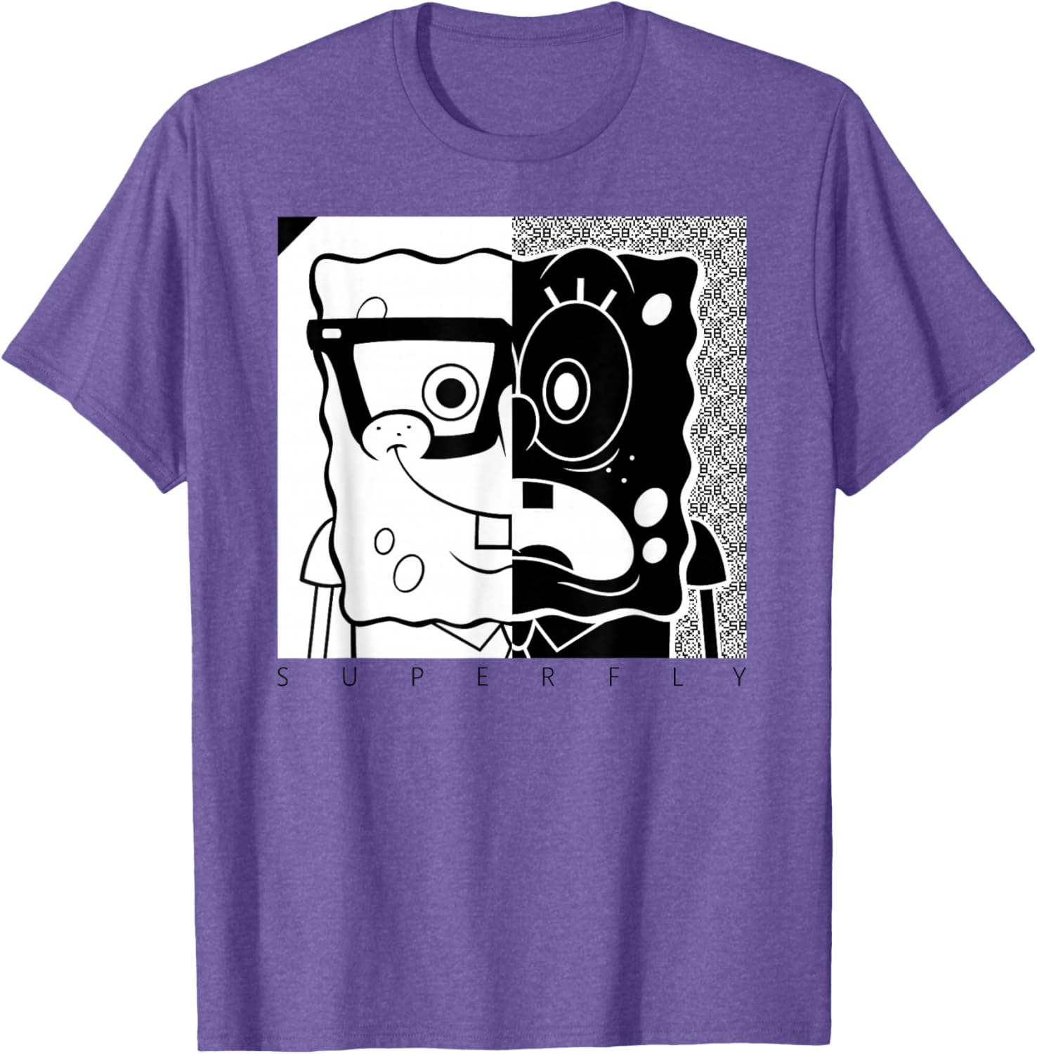 SpongeBob SquarePants Superfly Black and White T-Shirt for Fans - 9