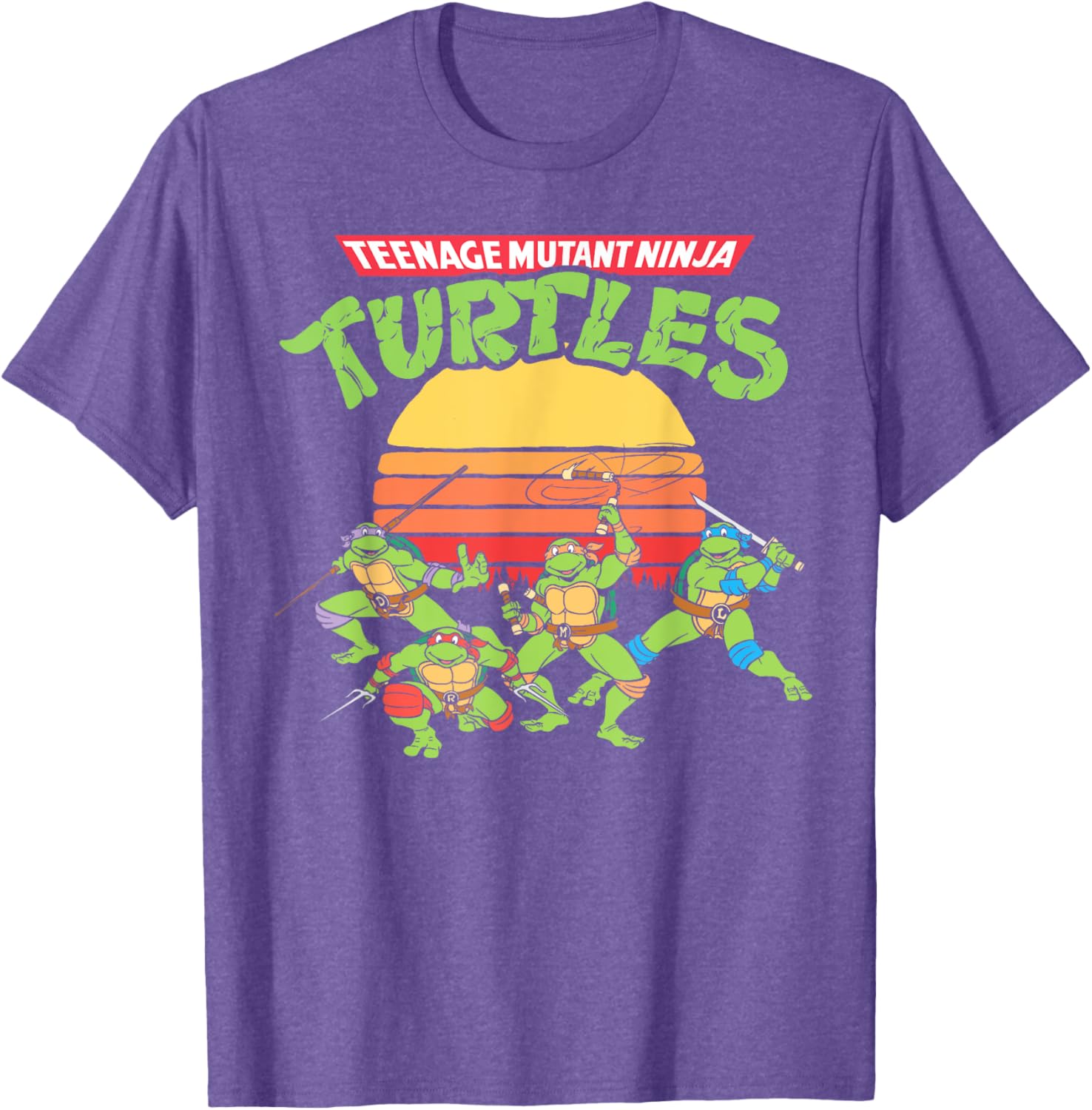 Mademark Teenage Mutant Ninja Turtles Retro Logo Eighties Sunset T-Shirt - 5
