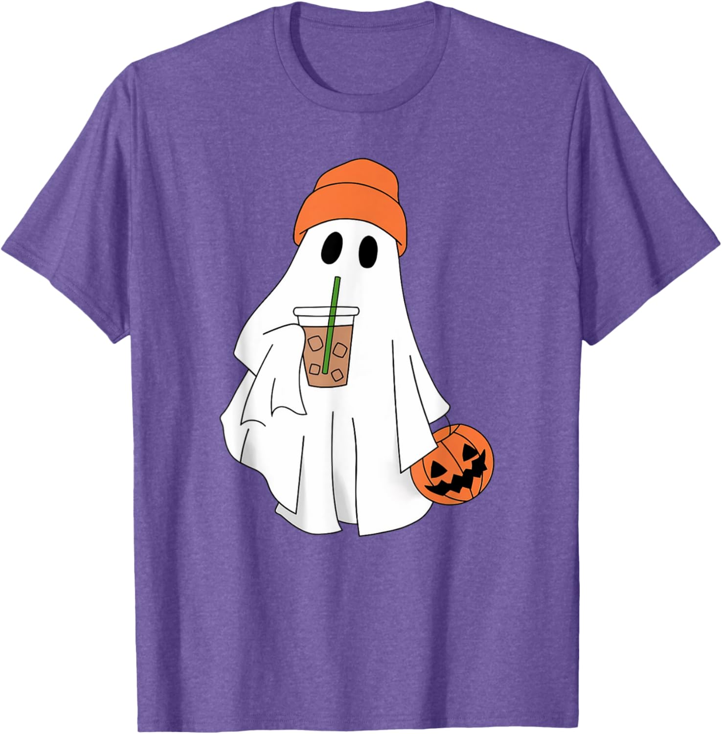 Halloween Ghost Drinking Coffee T-Shirt for Men and Women - 14