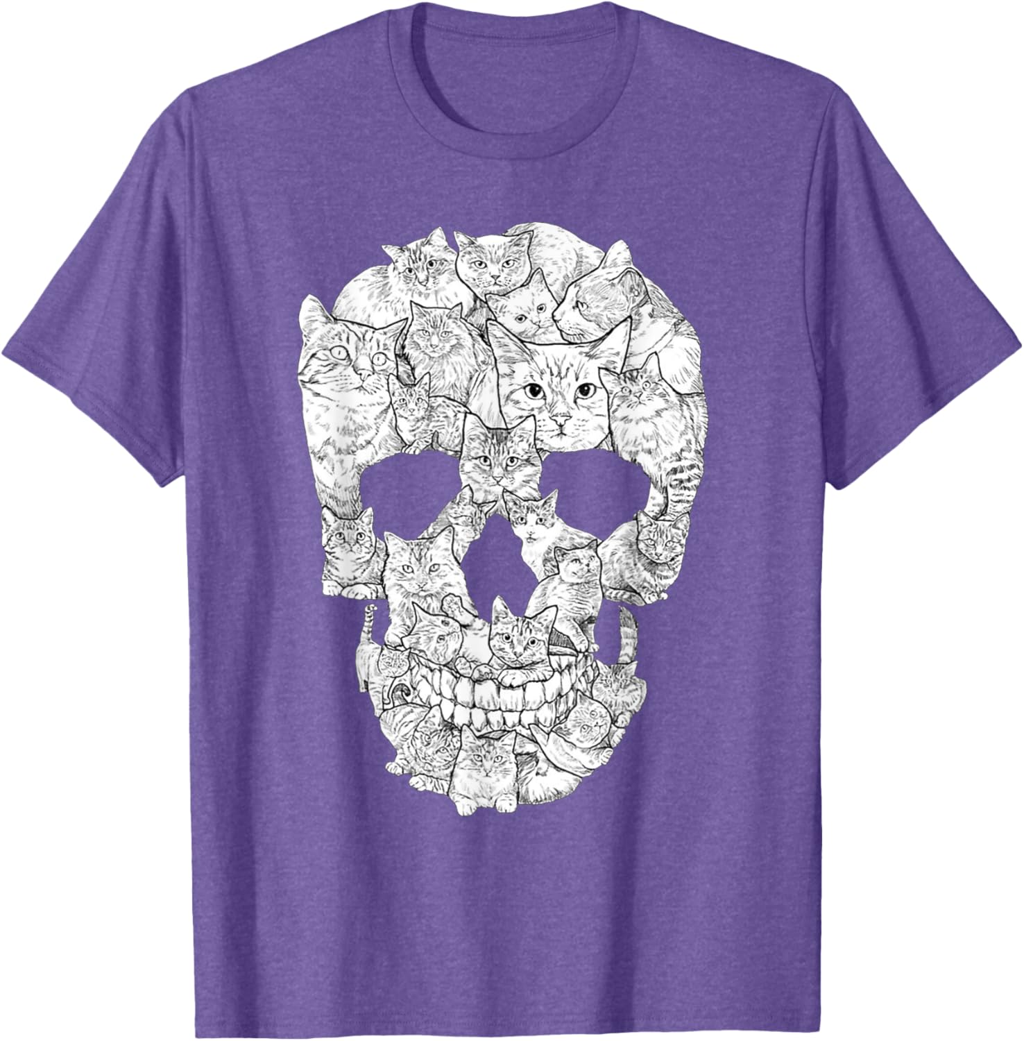 Cat Skull T-Shirt for Halloween - Fun Kitty Skeleton Tee for All Ages - 15