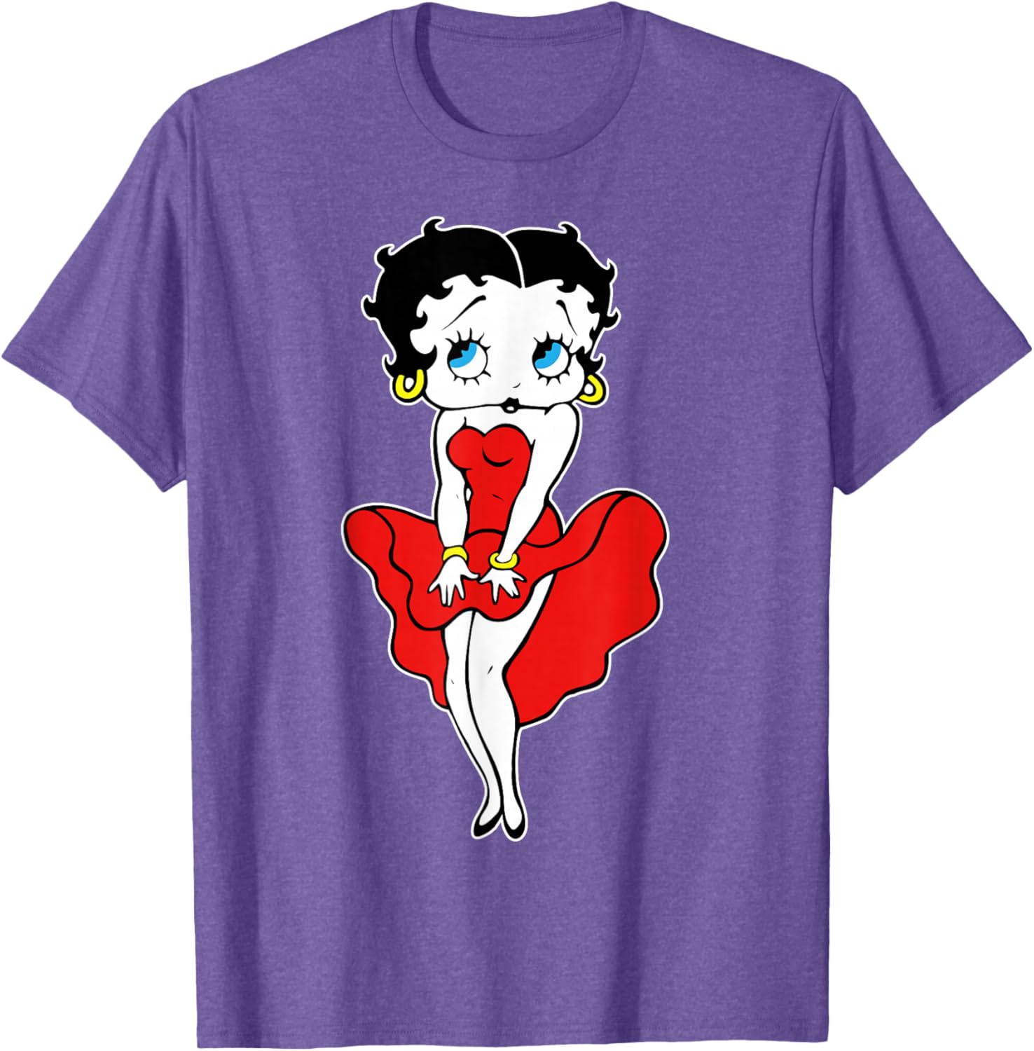 Classic Betty Boop Retro Red Dress T-Shirt for Fun Cartoon Lovers - 11