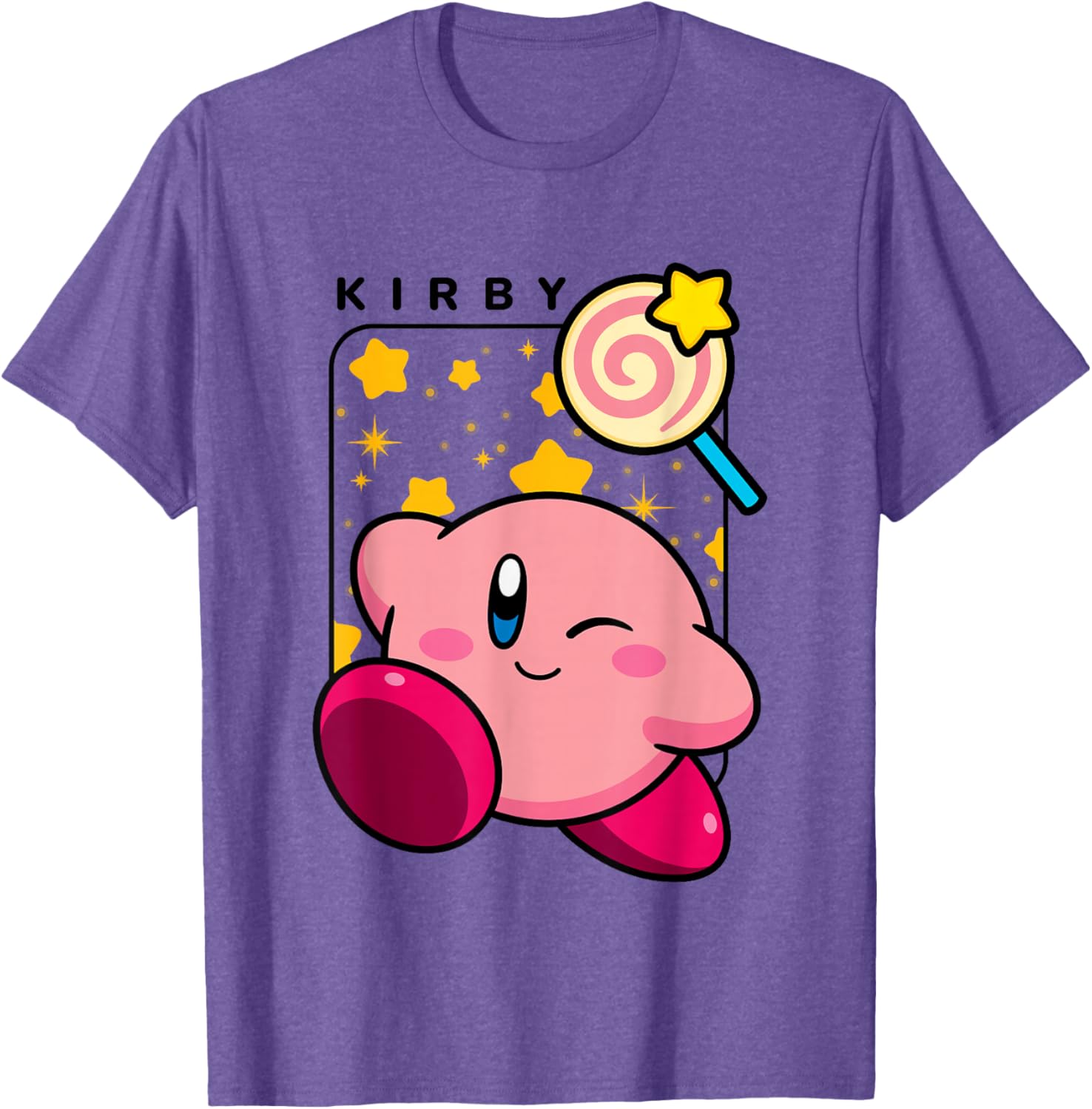 Cute Kirby Lollipop Stars Graphic T-Shirt for Nintendo Fans - 8