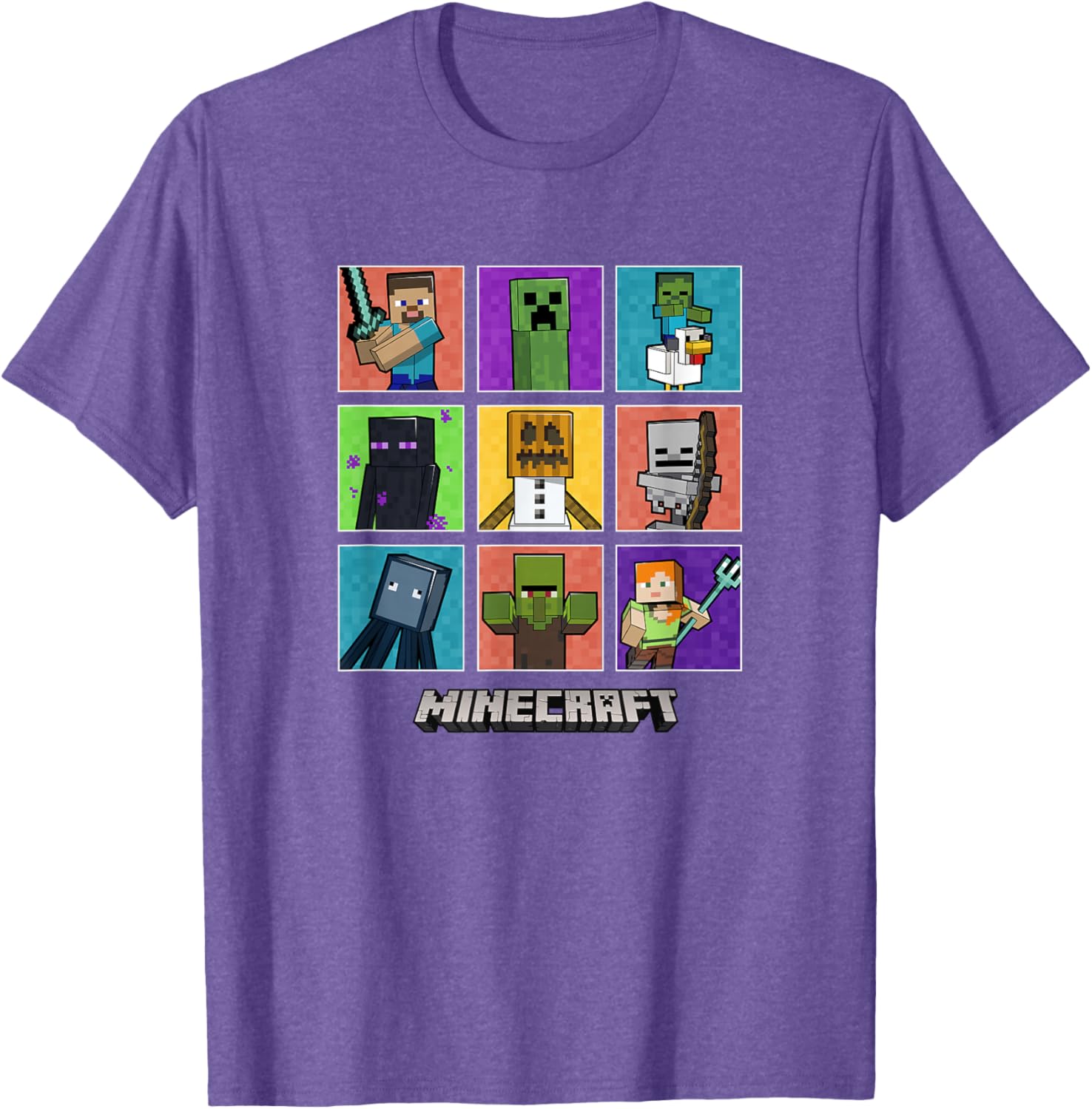 Minecraft Group Shot Colored Box Up T-Shirt for Fans and Gamers - 1
