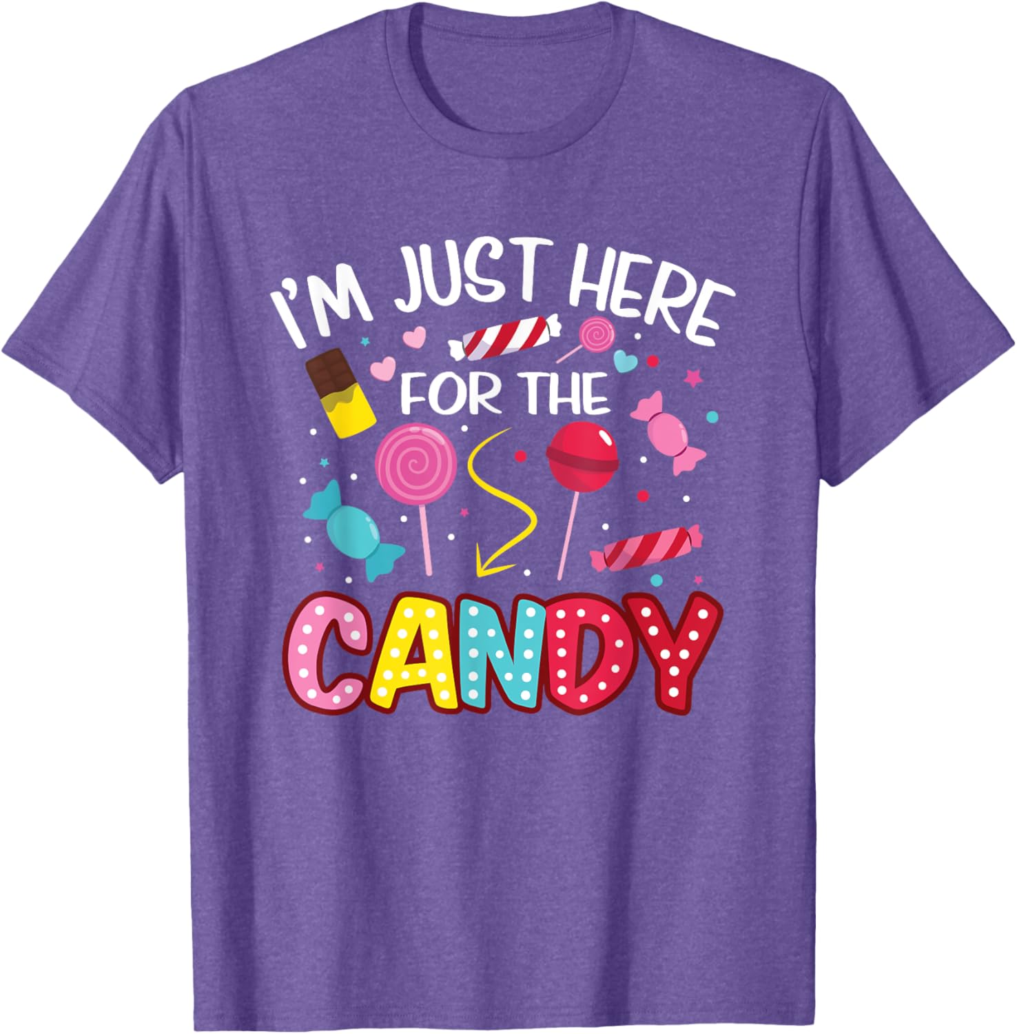 Cute I'm Just Here For The Candy Lollipop Halloween T-Shirt for Kids - 13