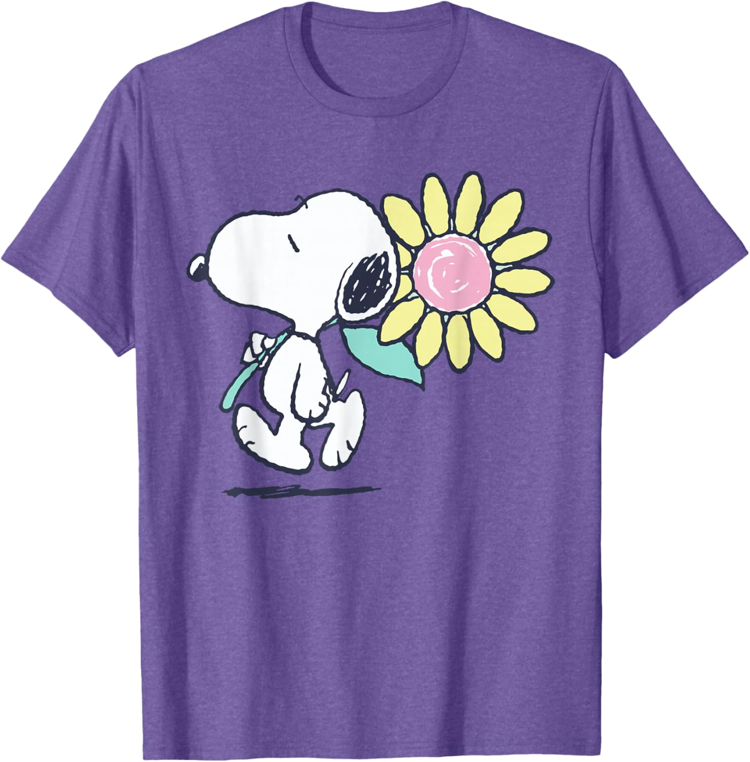 Snoopy Pink Daisy Flower T-Shirt for Fun Peanuts Fans and Fashion Lovers - 1