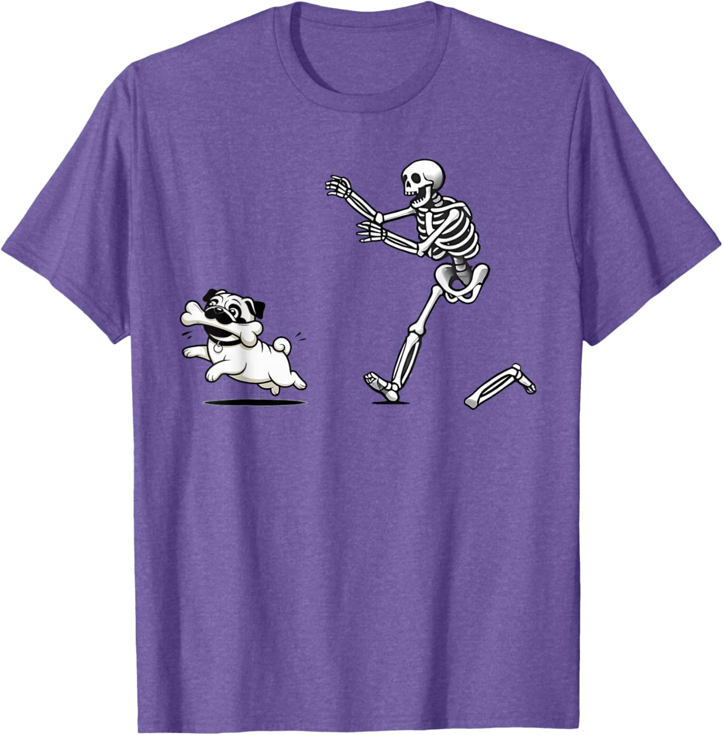 Funny Pug Stealing Bone from Skeleton T-Shirt for Dog Lovers - 13
