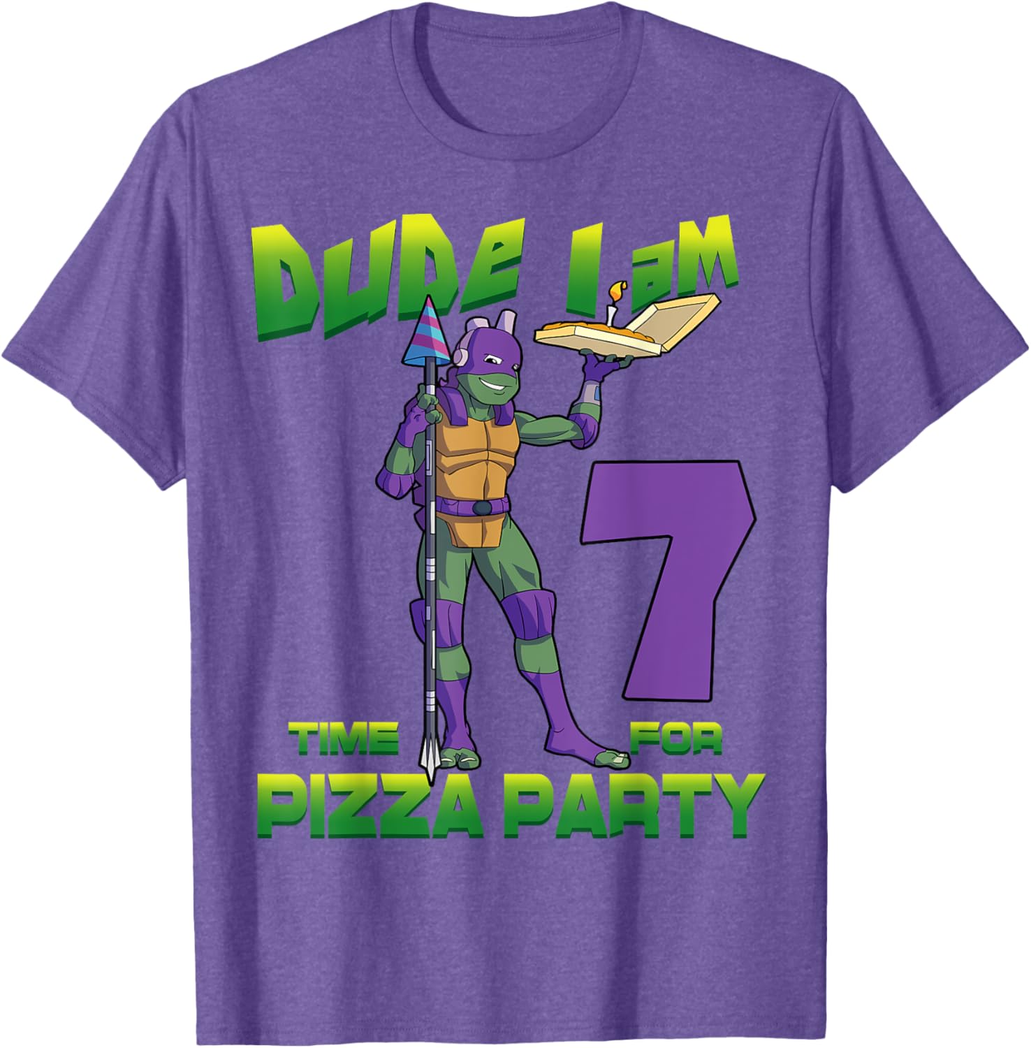Cool TMNT Donatello Pizza Birthday Party T-Shirt for 7 Year Old Boys - 21