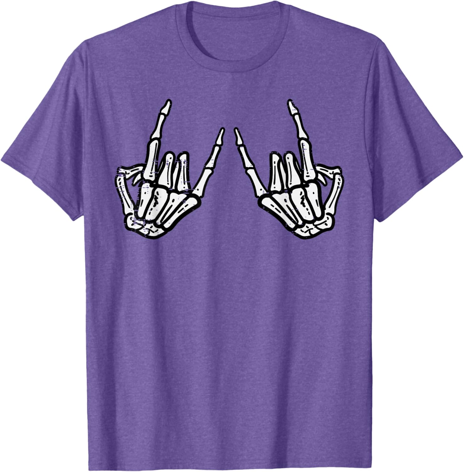 Rocker Hand Sign Skeleton Halloween T-Shirt for Men and Women - 2