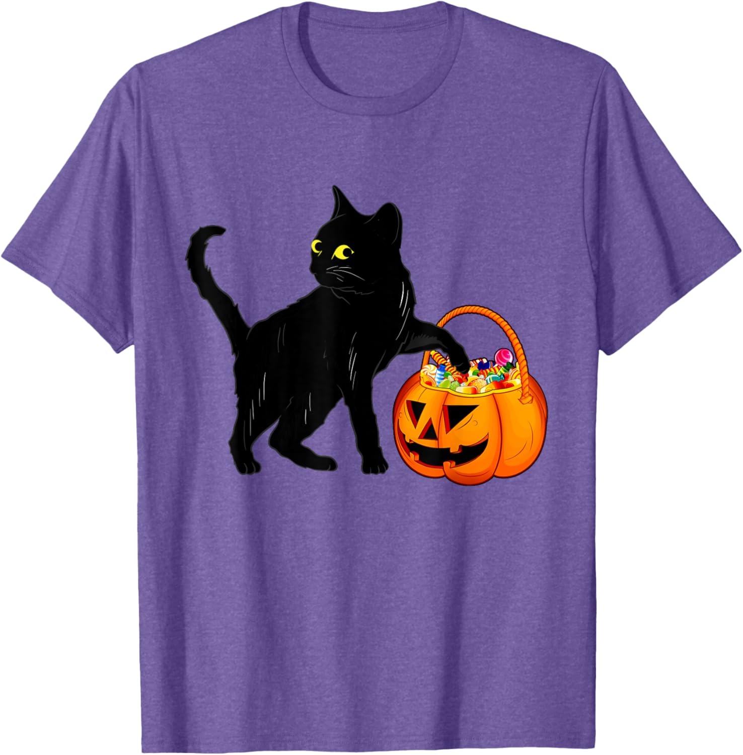 Halloween Black Cat Pumpkin T-Shirt Cute Candy Jack O' Lantern Design - 4