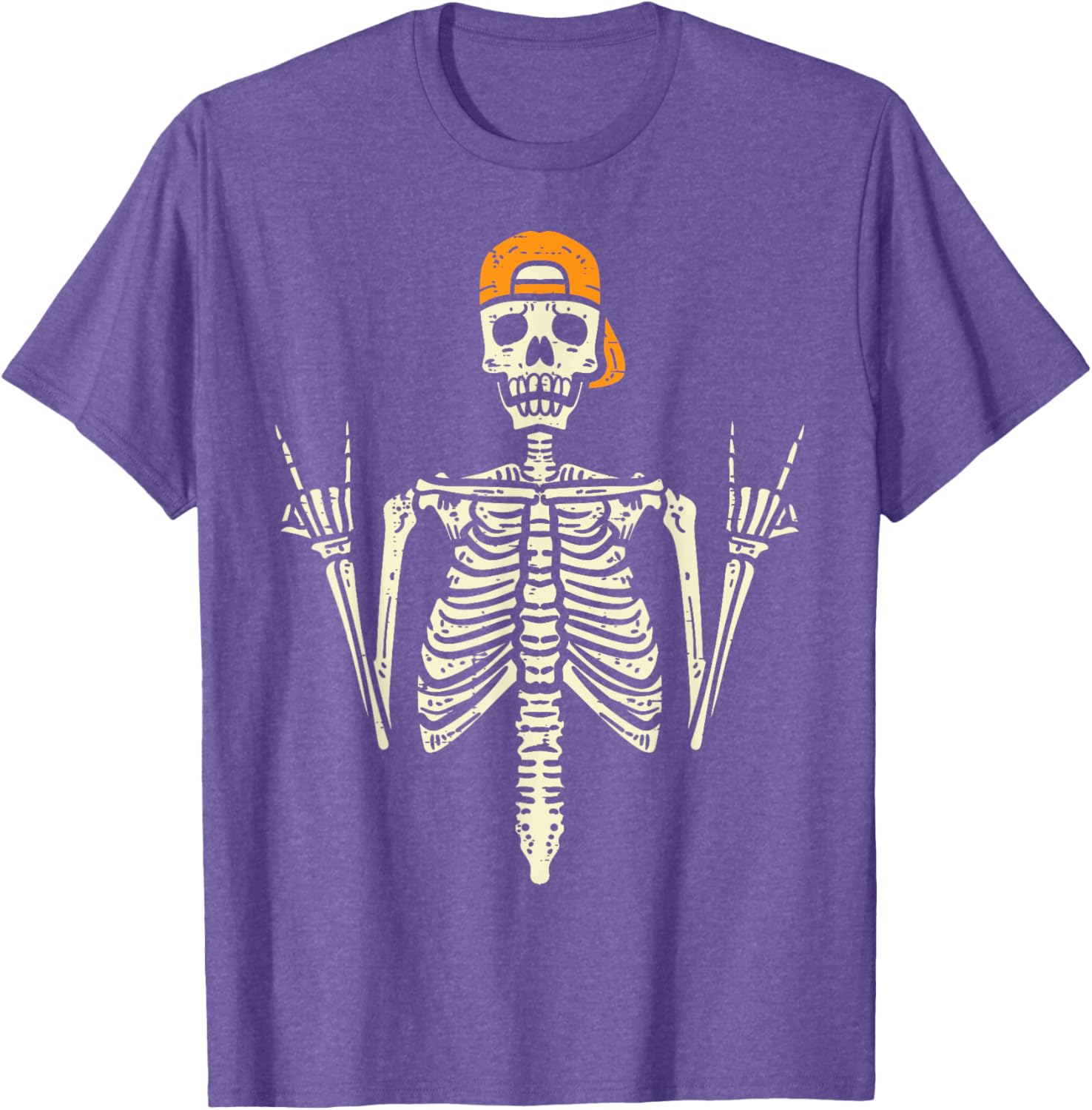 Cool Rocker Skeleton Cap Skater T-Shirt for Halloween Punk Rock Style - 13