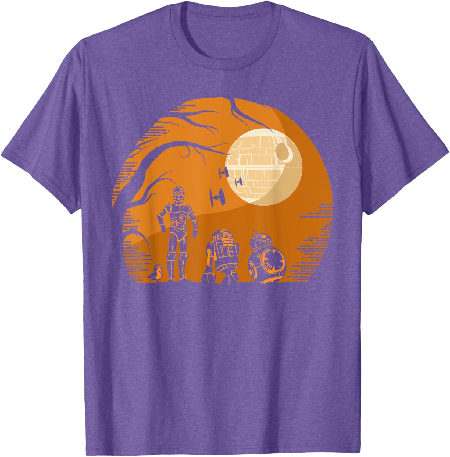 Star Wars Droid Halloween T-Shirt with Death Star Portrait in Orange Hue - 7